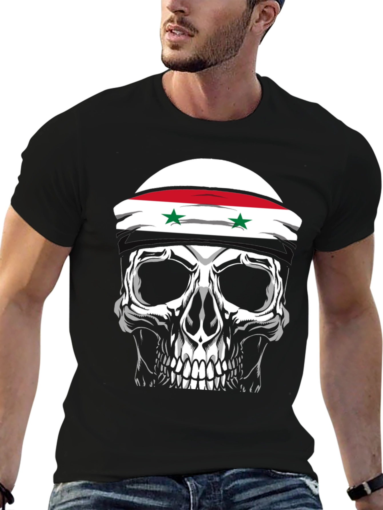 Skull Syria Flag T-Shirt - Graphic Tee