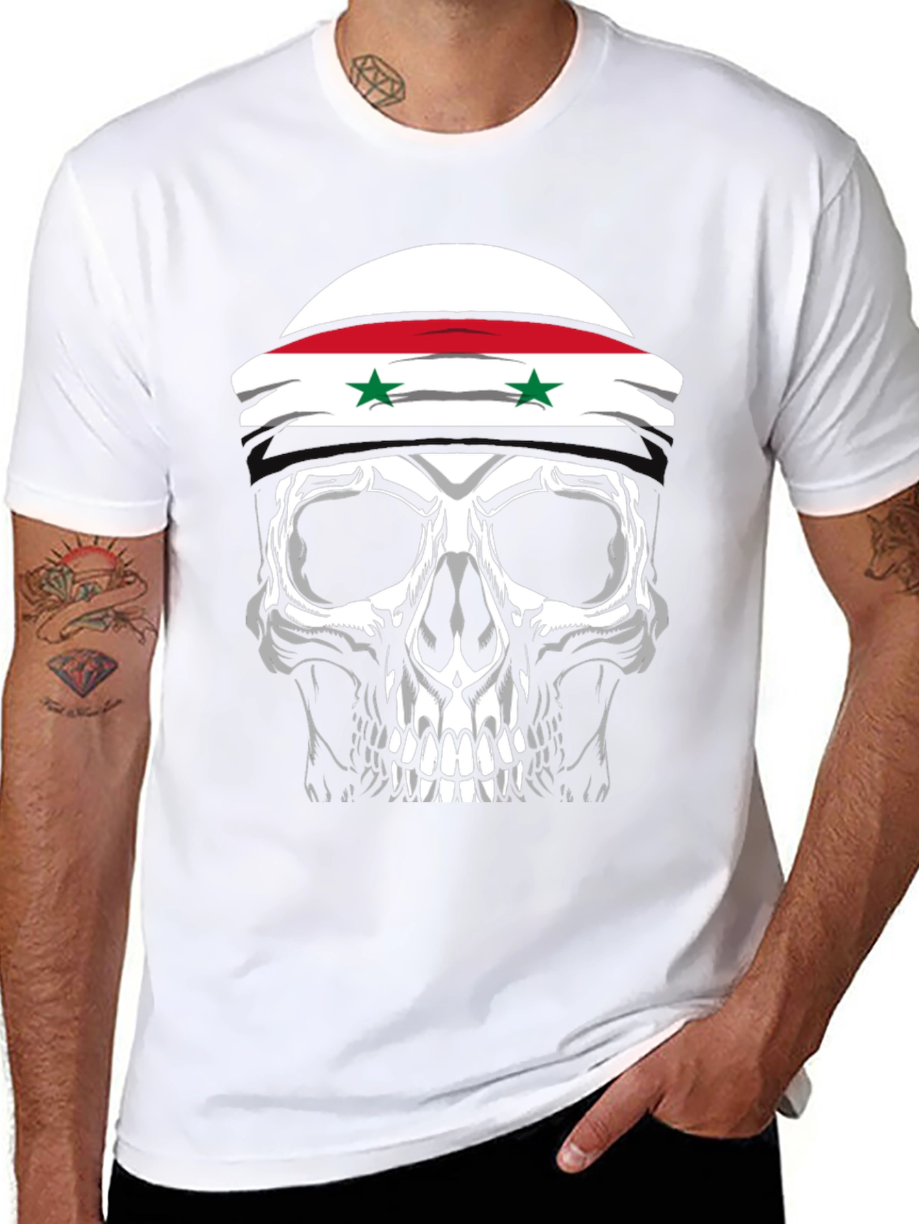 Skull Syria Flag T-Shirt - Graphic Tee
