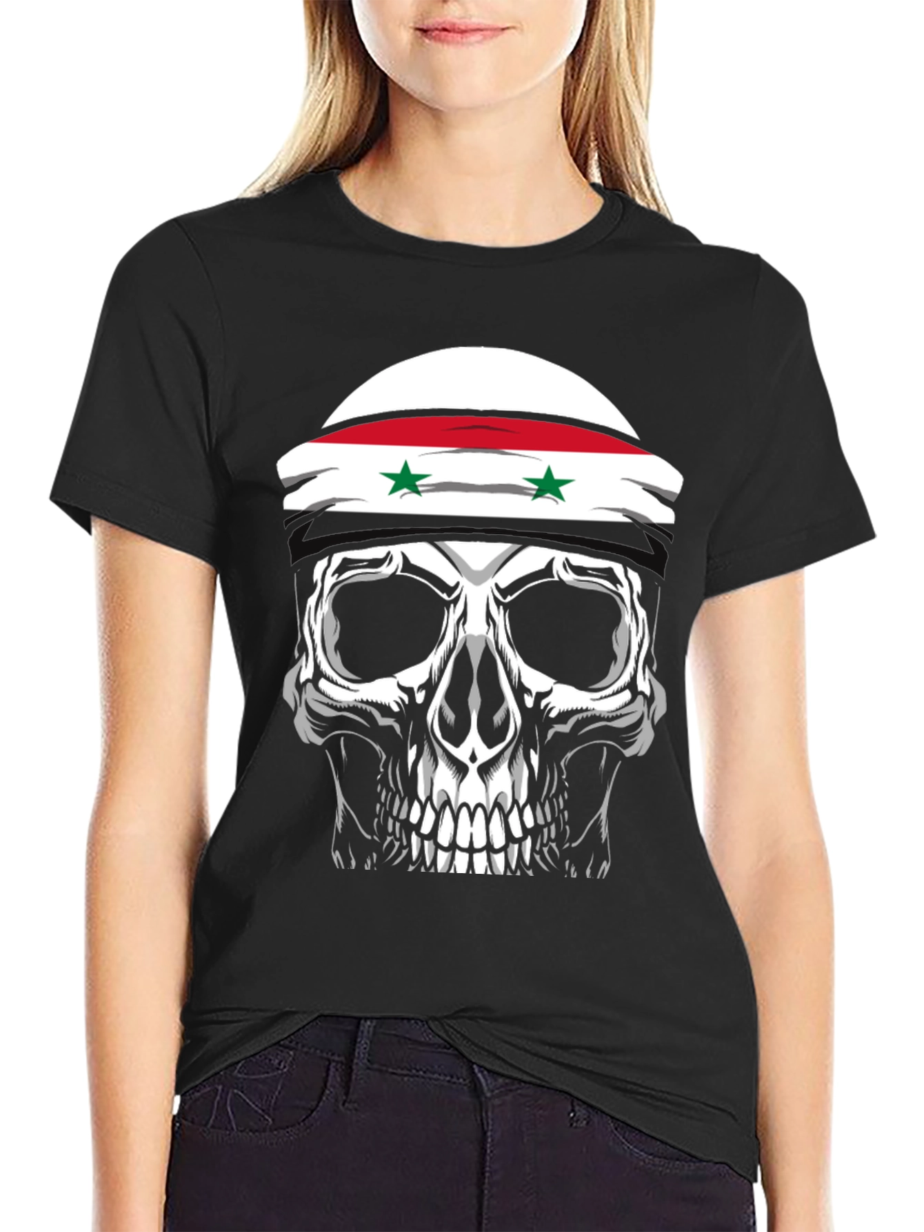 Skull Syria Flag T-Shirt - Graphic Tee