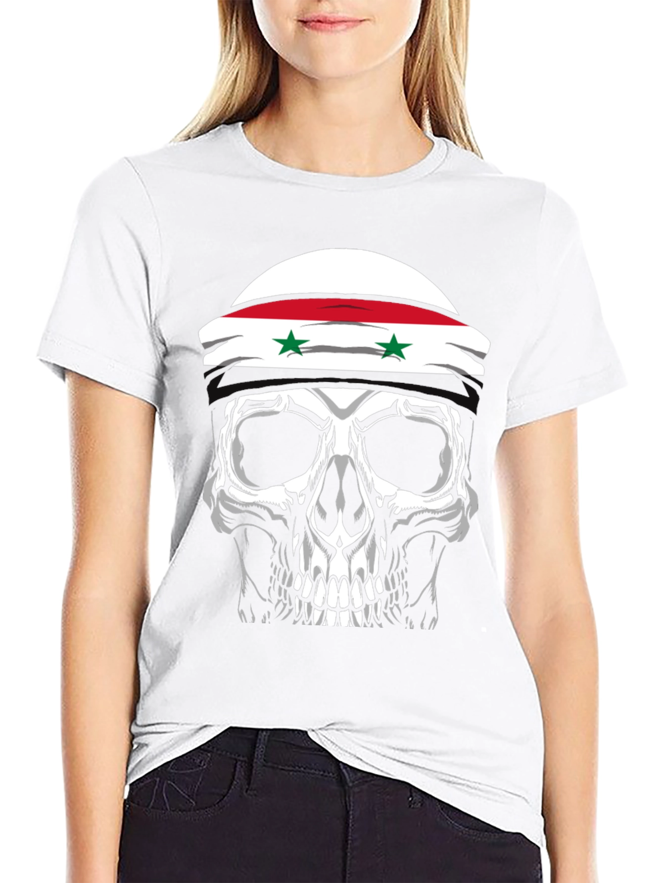 Skull Syria Flag T-Shirt - Graphic Tee