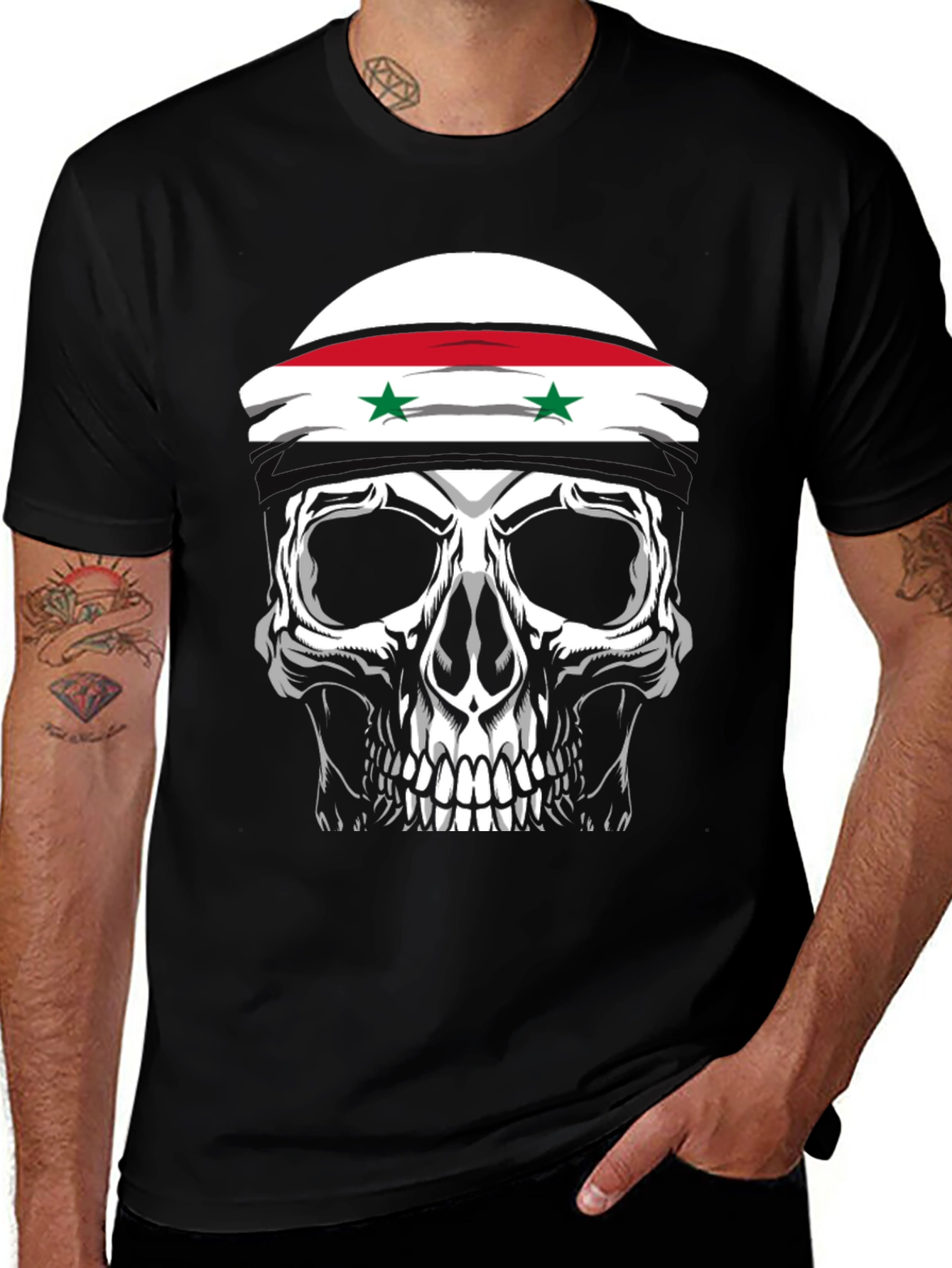 Skull Syria Flag T-Shirt - Graphic Tee