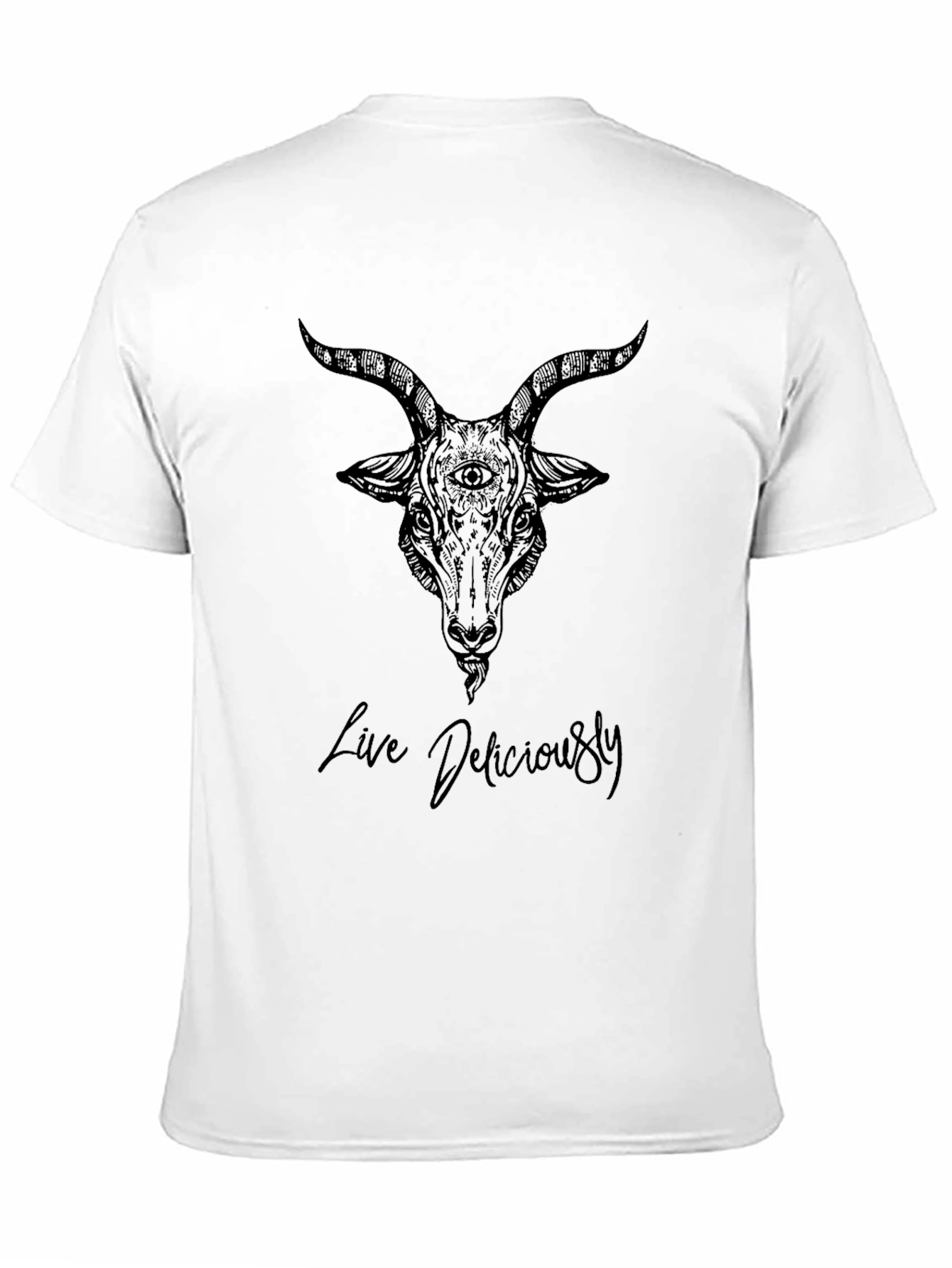 Live Deliciously Goat Tee - Soft Black Cotton