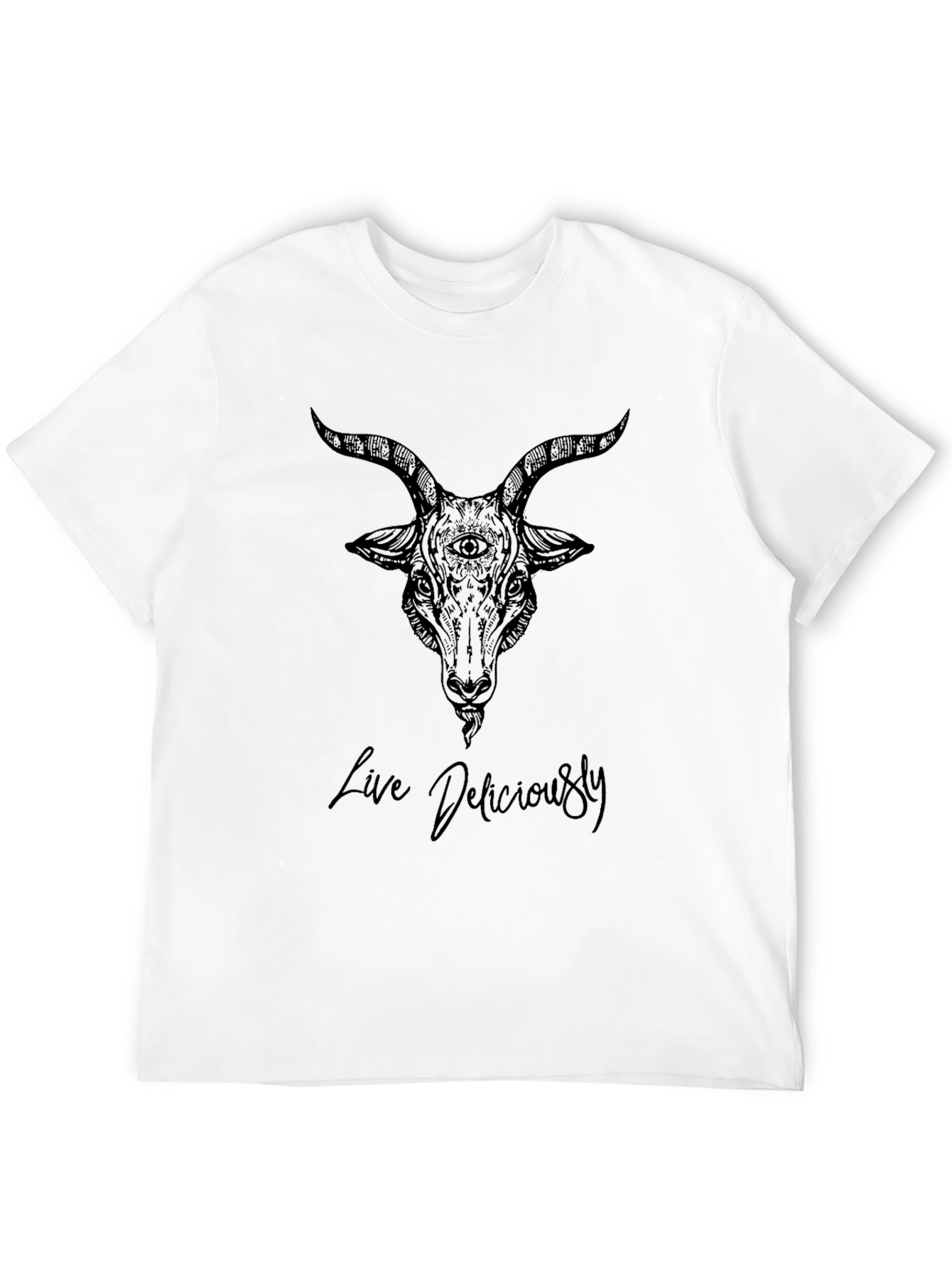 Live Deliciously Goat Tee - Soft Black Cotton