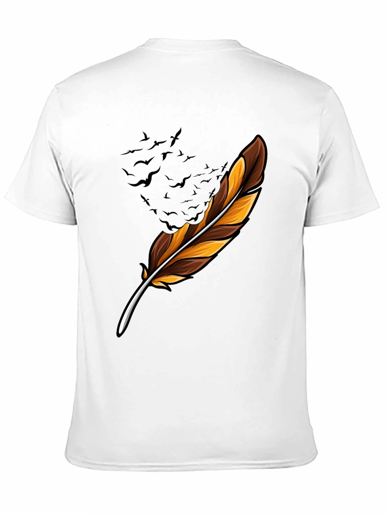 Feather & Birds Graphic Black T-Shirt