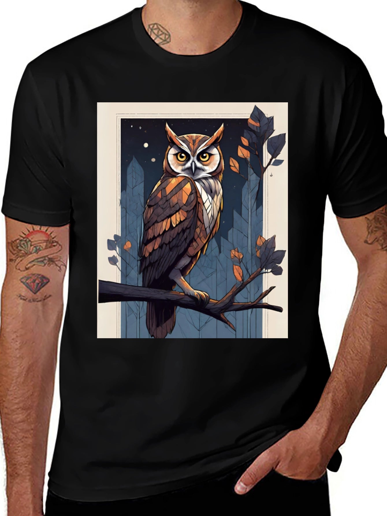 Owl Graphic Print T-Shirt - Mens Fashion Tee