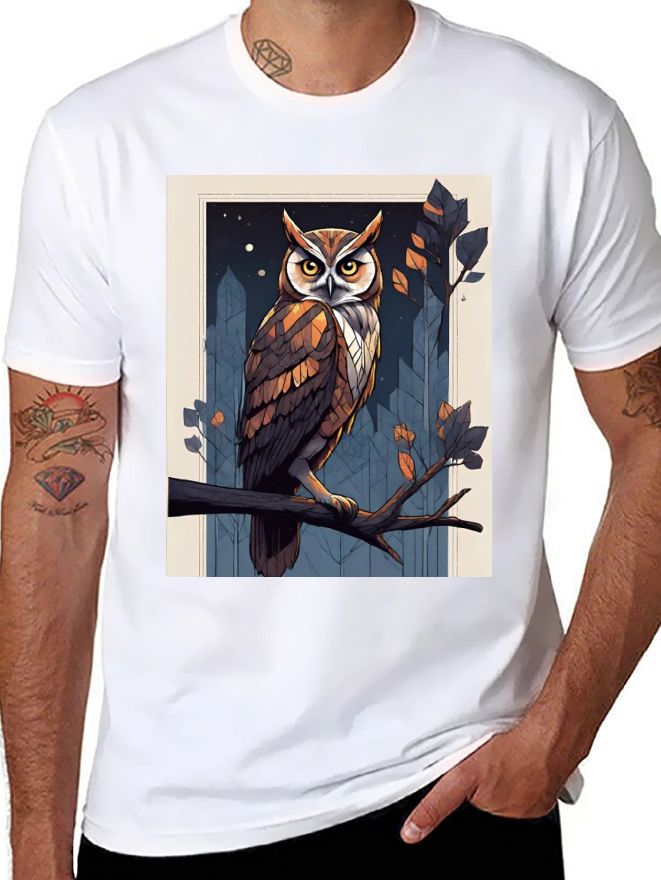 Owl Graphic Print T-Shirt - Mens Fashion Tee
