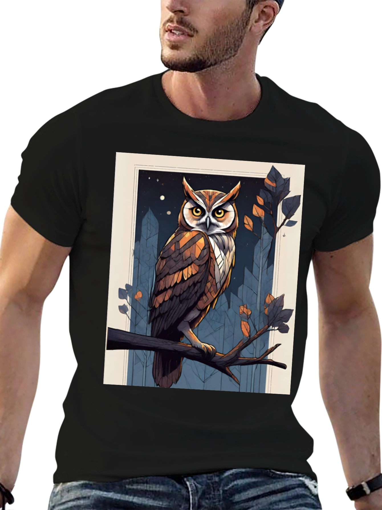 Owl Graphic Print T-Shirt - Mens Fashion Tee