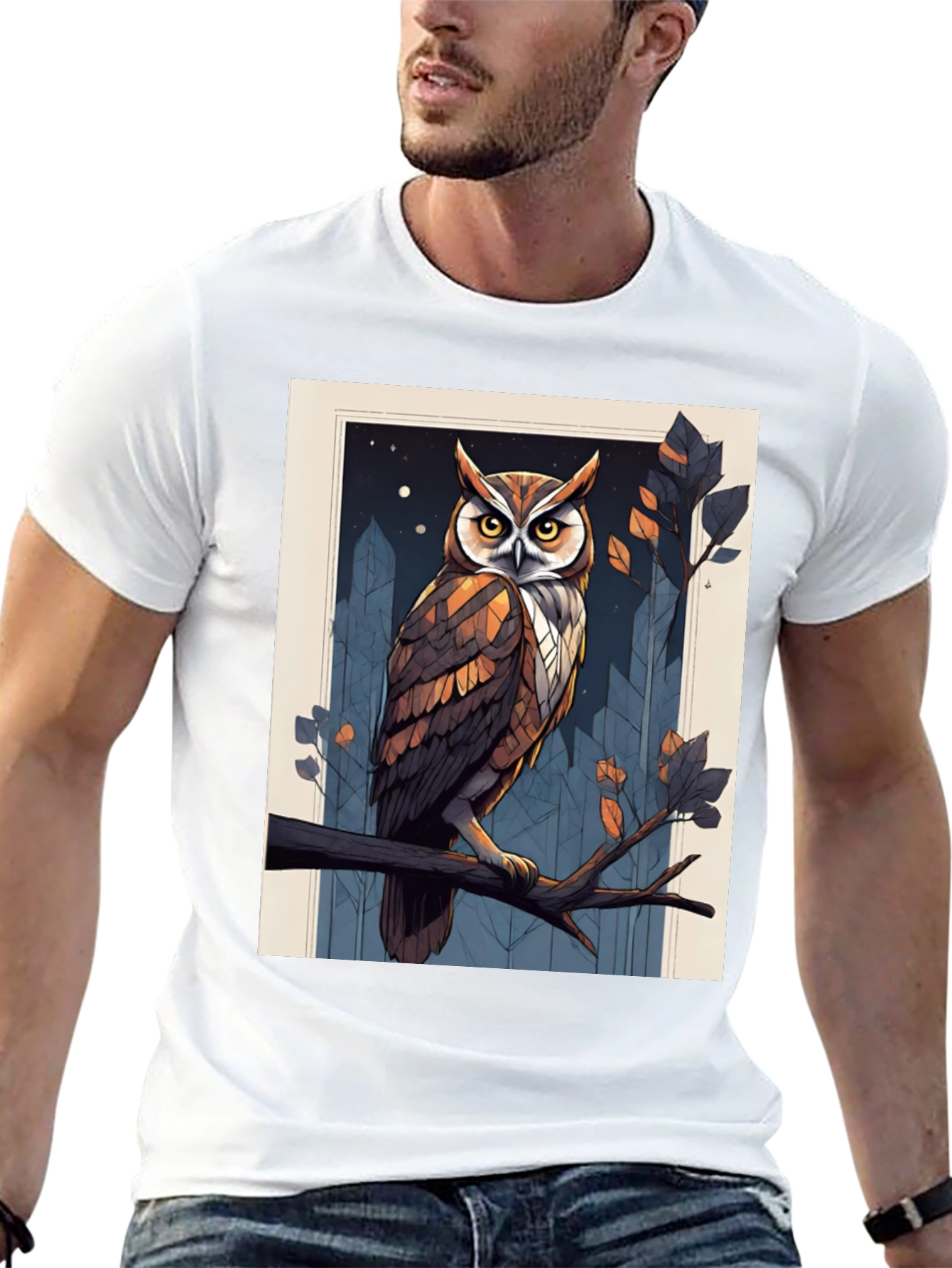 Owl Graphic Print T-Shirt - Mens Fashion Tee