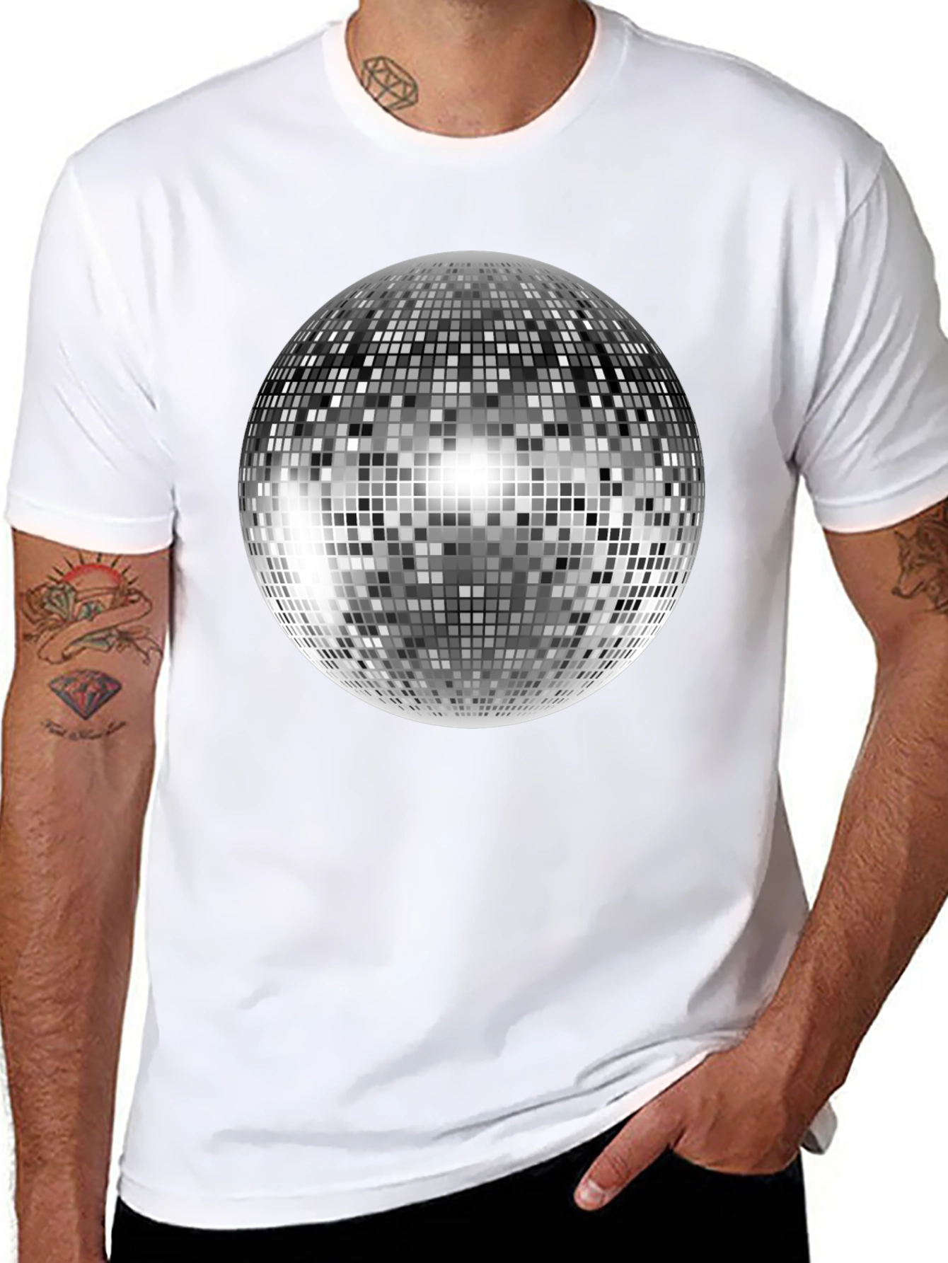 Disco Ball T-Shirt - Black Cotton Tee