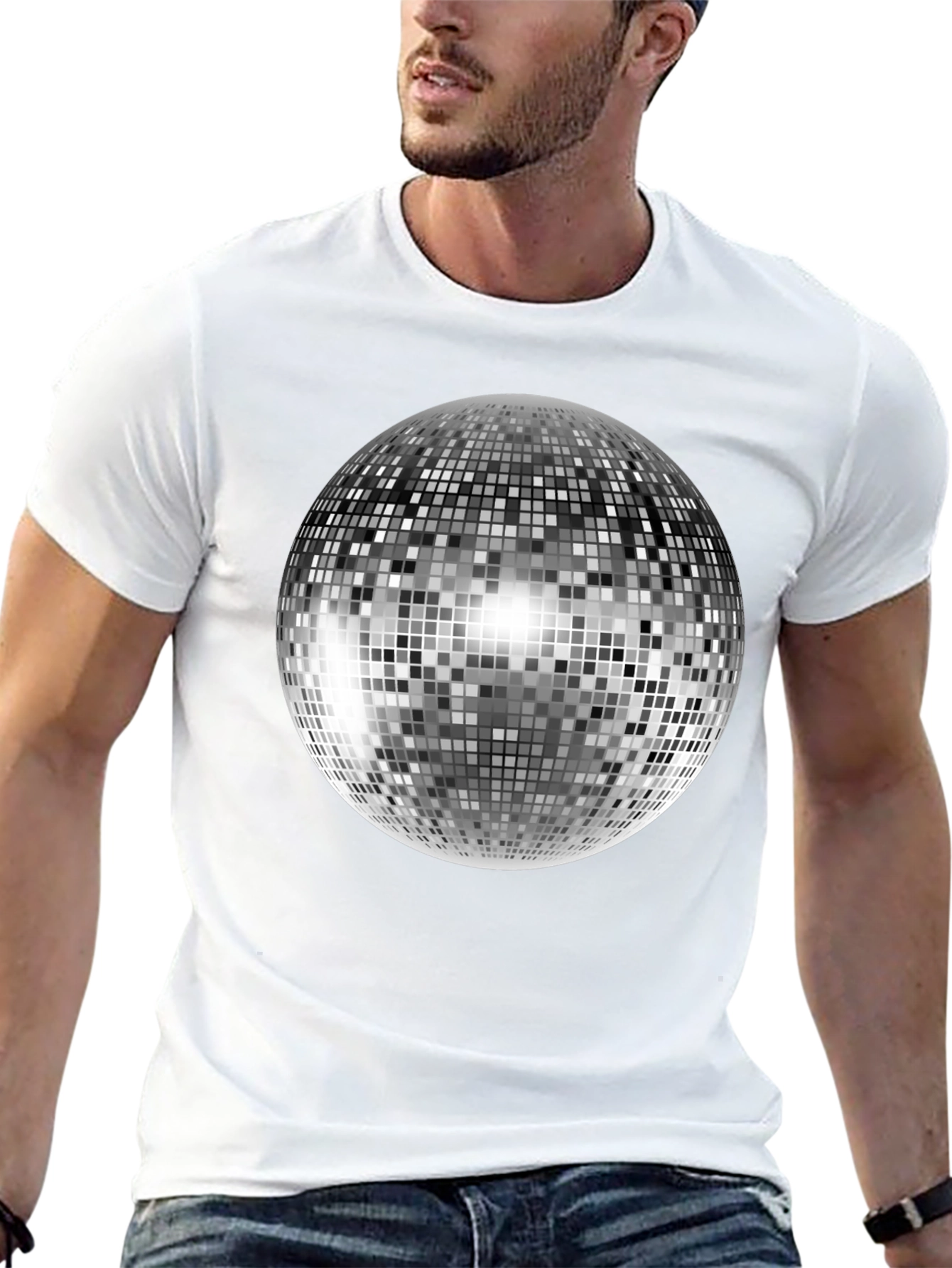 Disco Ball T-Shirt - Black Cotton Tee