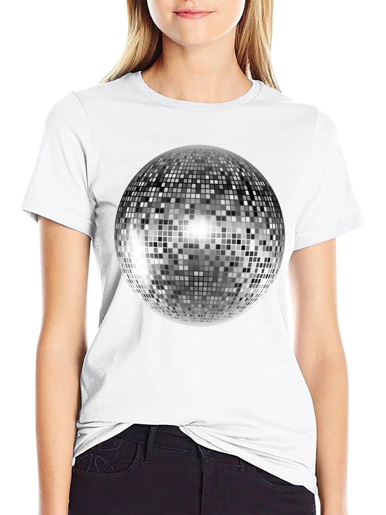Disco Ball T-Shirt - Black Cotton Tee