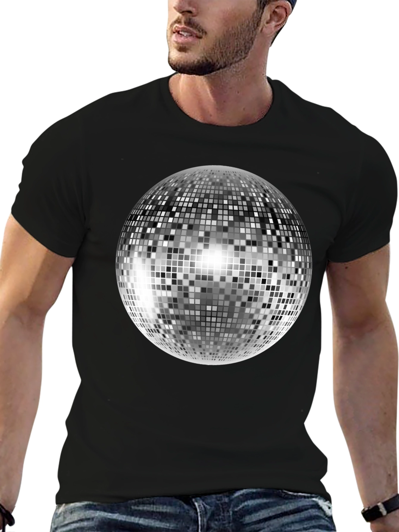 Disco Ball T-Shirt - Black Cotton Tee