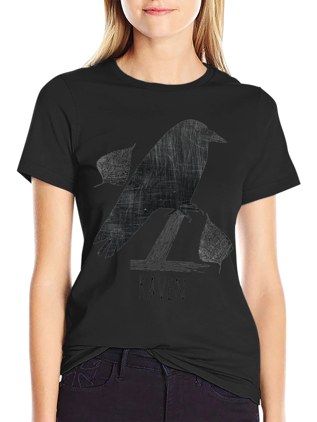 Raven Graphic Tee - Stylish Black Cotton Shirt