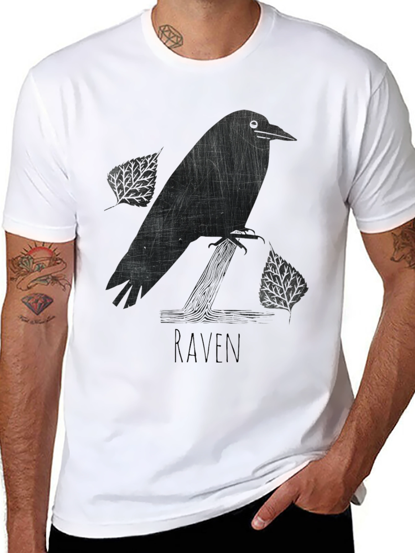 Raven Graphic Tee - Stylish Black Cotton Shirt