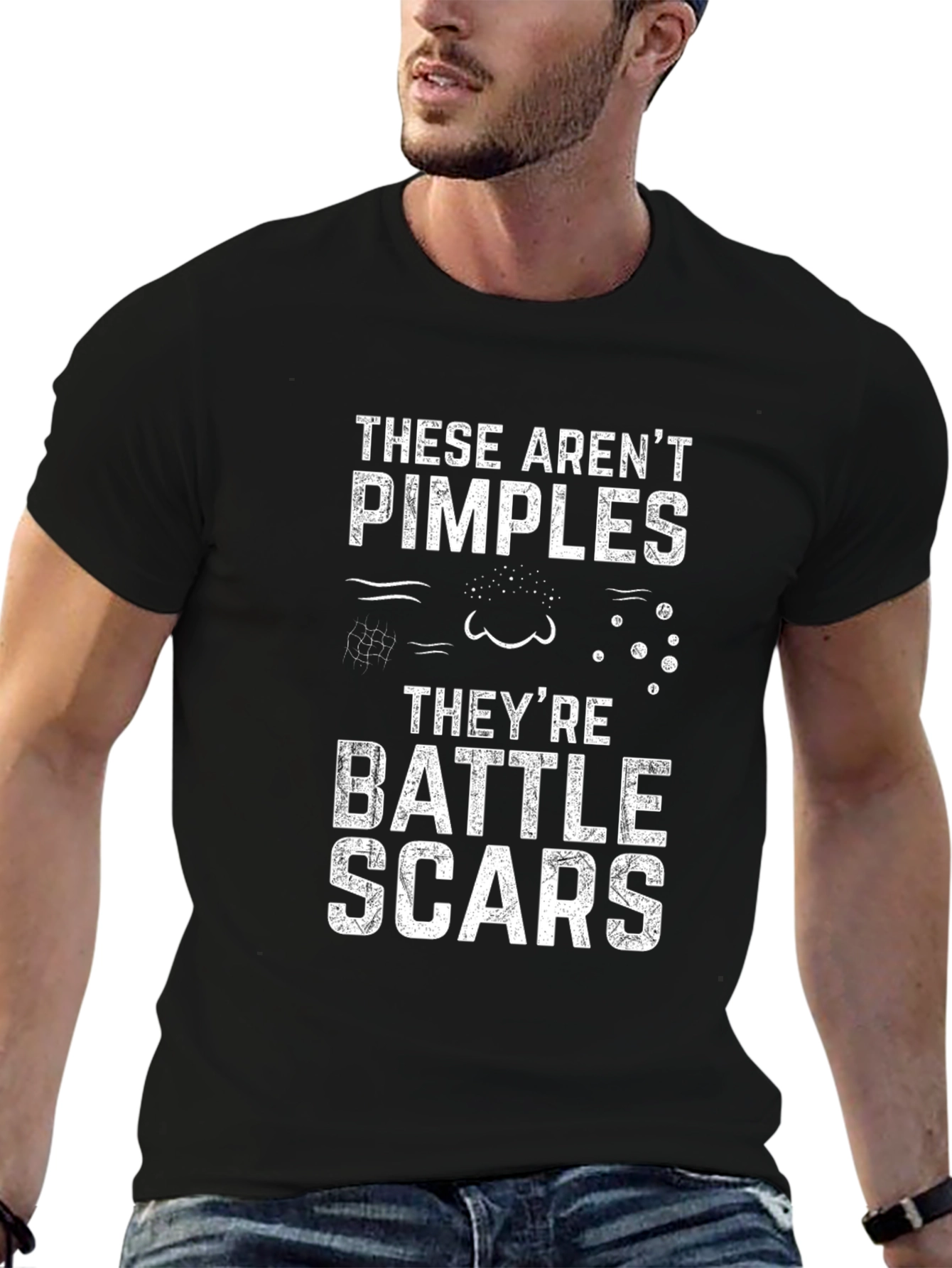 Funny Battle Scars T-Shirt - Mens Black Tee