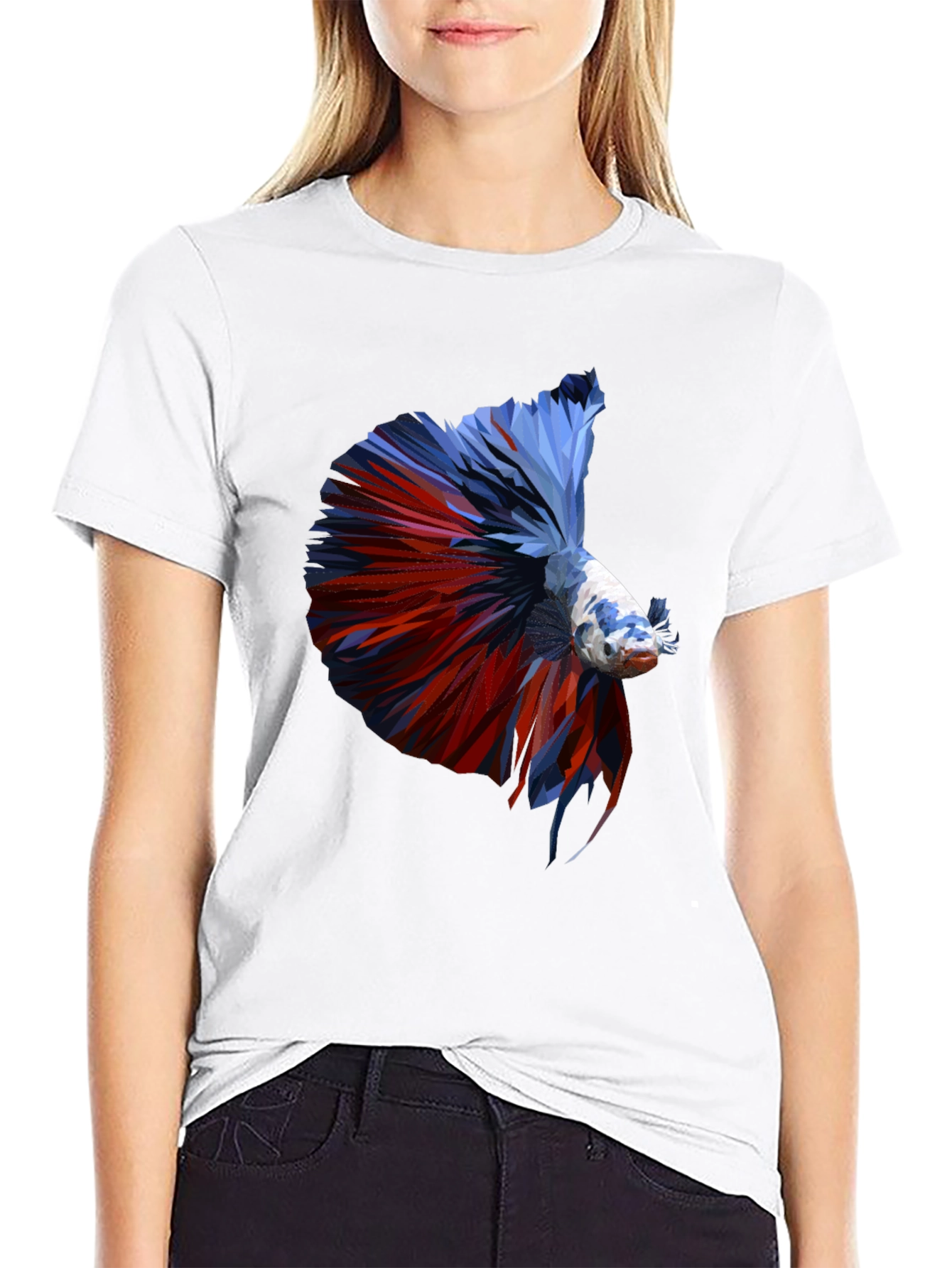 Geometric Betta Fish Graphic Print T-Shirt