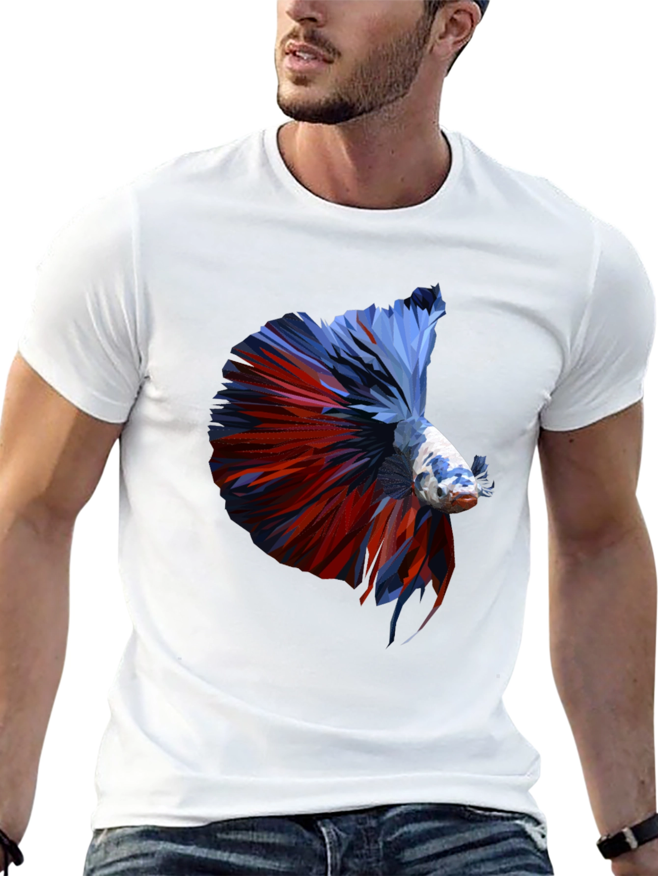 Geometric Betta Fish Graphic Print T-Shirt