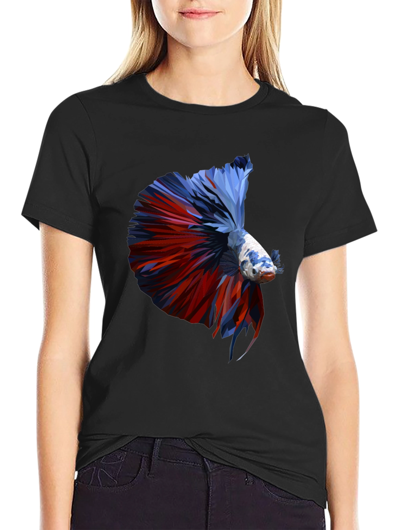 Geometric Betta Fish Graphic Print T-Shirt