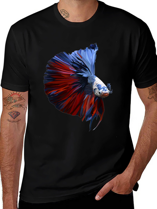 Geometric Betta Fish Graphic Print T-Shirt