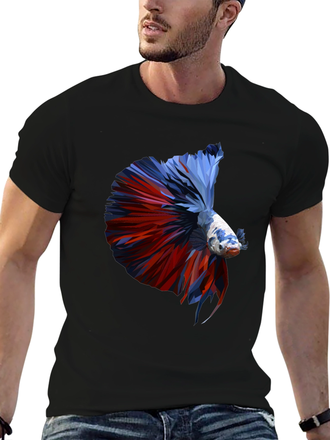 Geometric Betta Fish Graphic Print T-Shirt