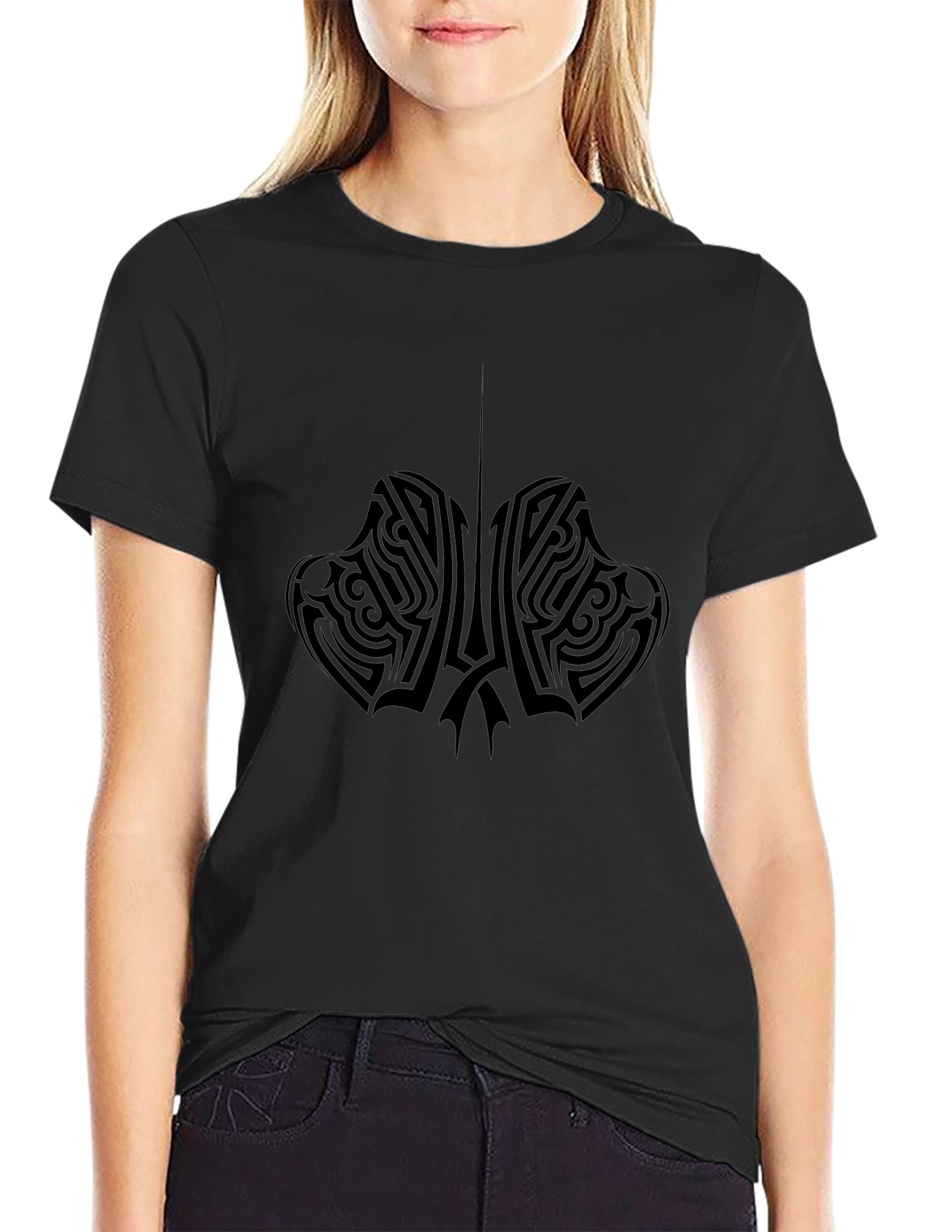 Tribal Tattoo Design Black T-Shirt for Men