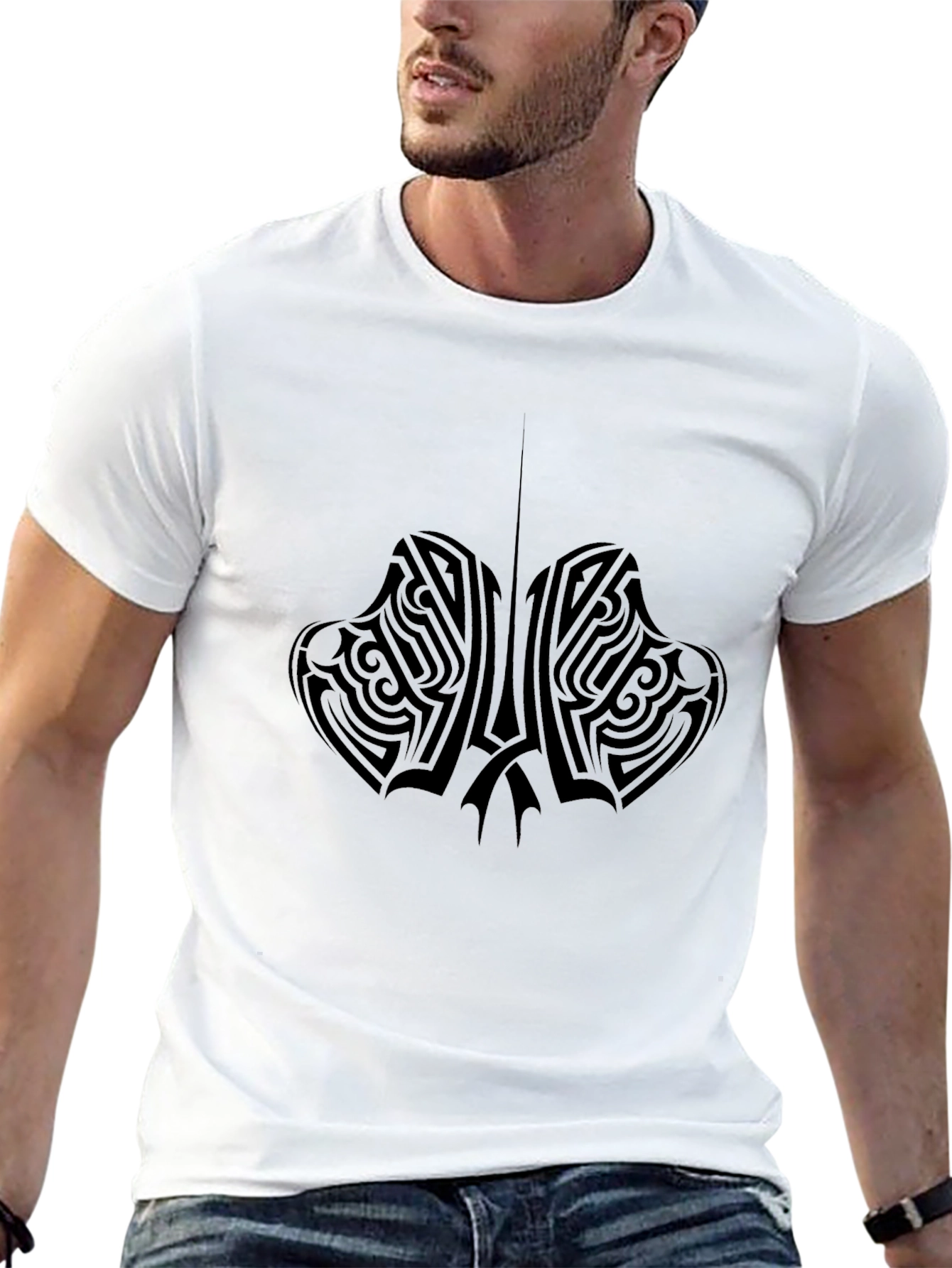 Tribal Tattoo Design Black T-Shirt for Men