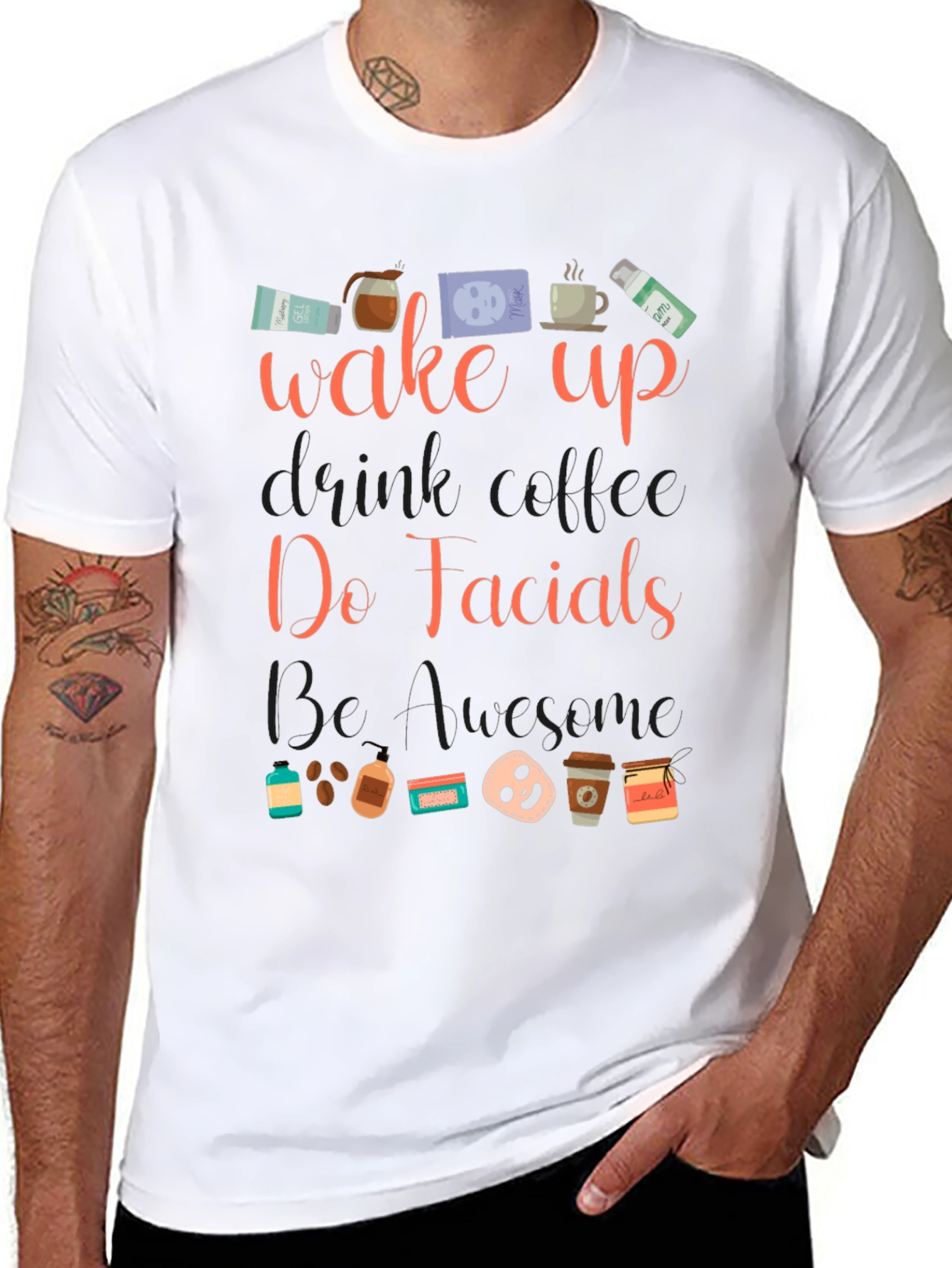 Wake Up Do Facials Mens Black T-Shirt