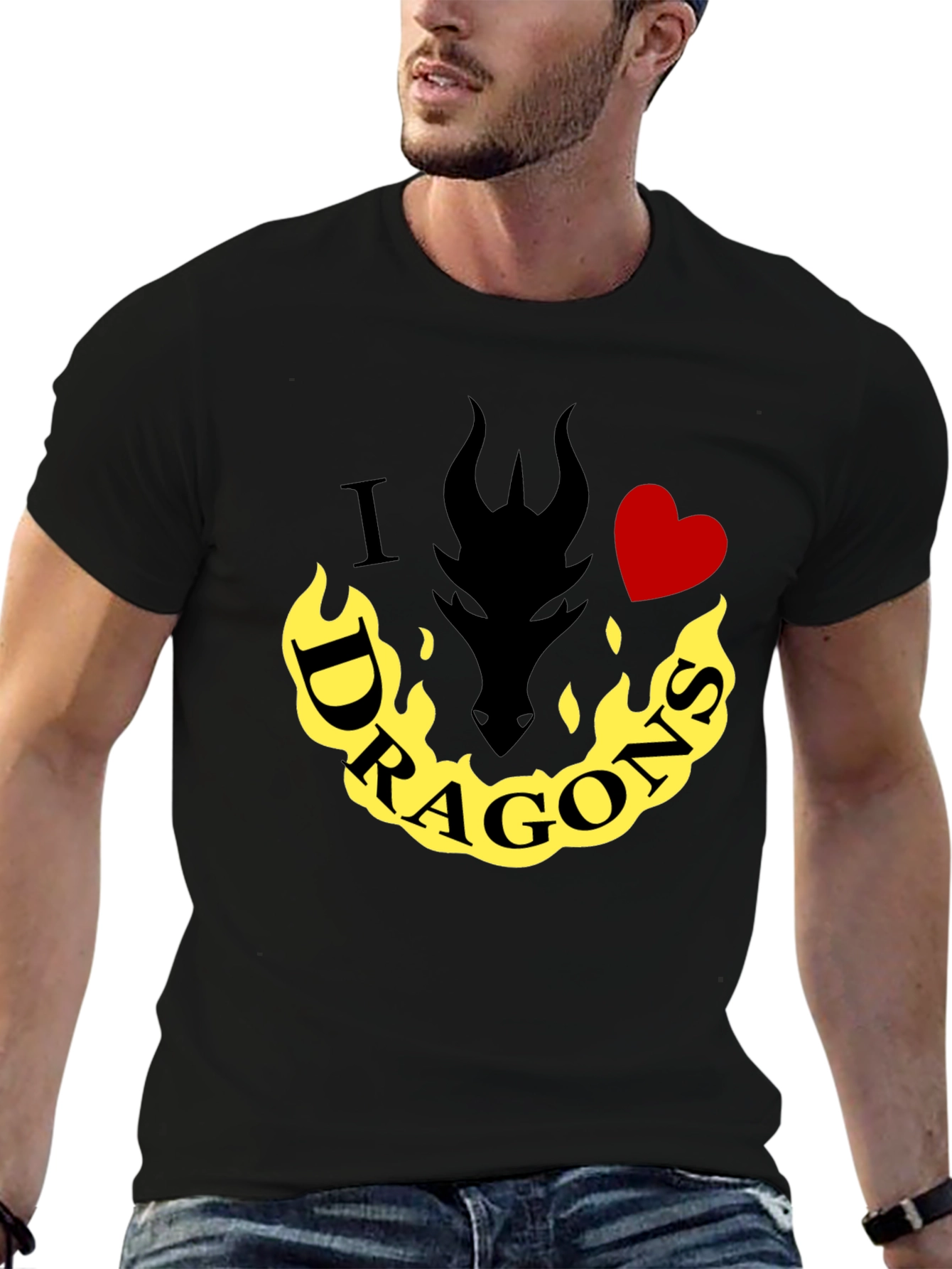 I Heart Dragons T-Shirt - Mens Black Tee