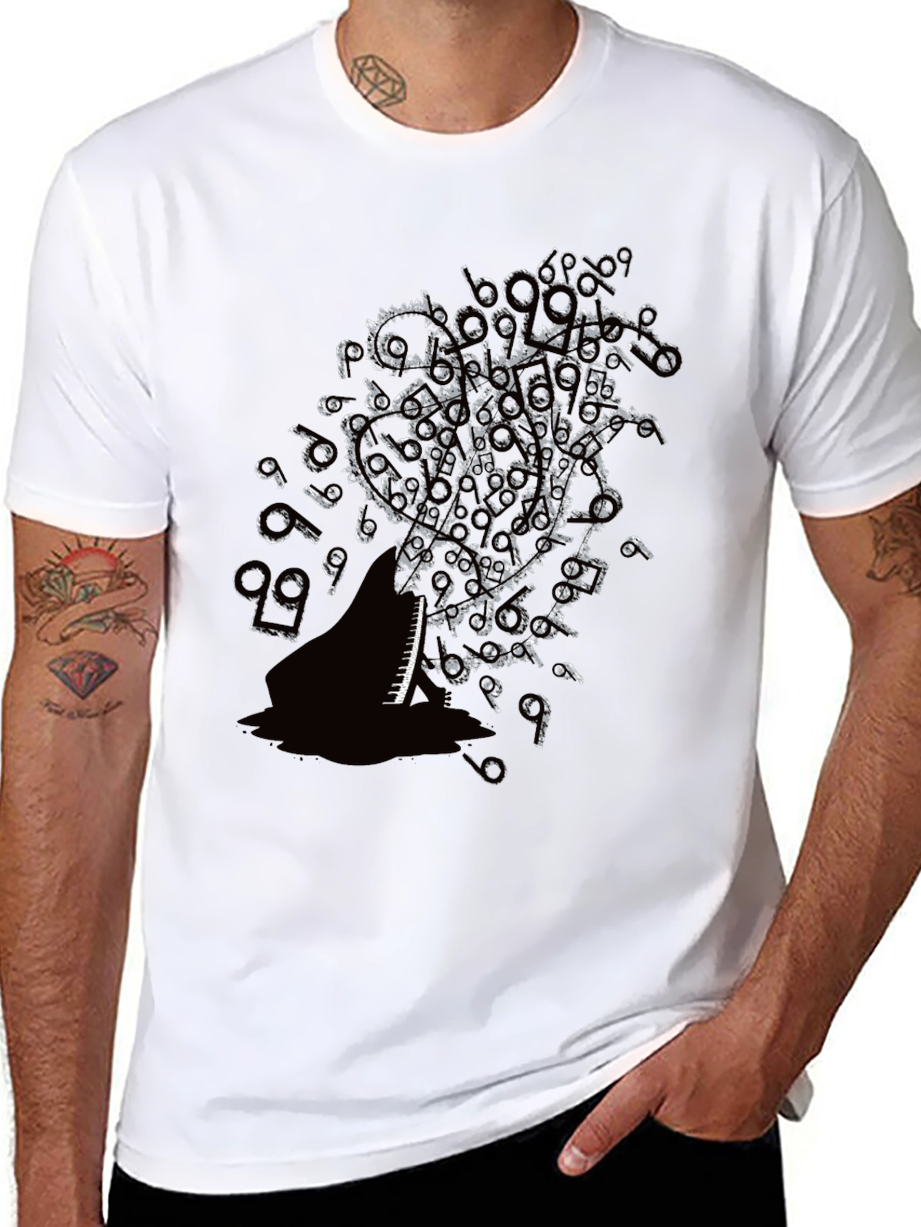Piano Keys Music Notes Graphic Tee
