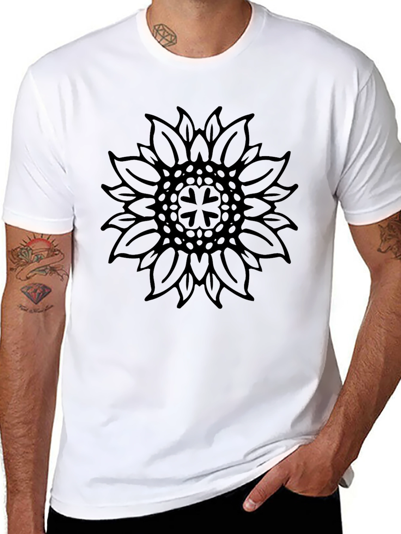 Black Sunflower Graphic Tee - Modern Casual Wear