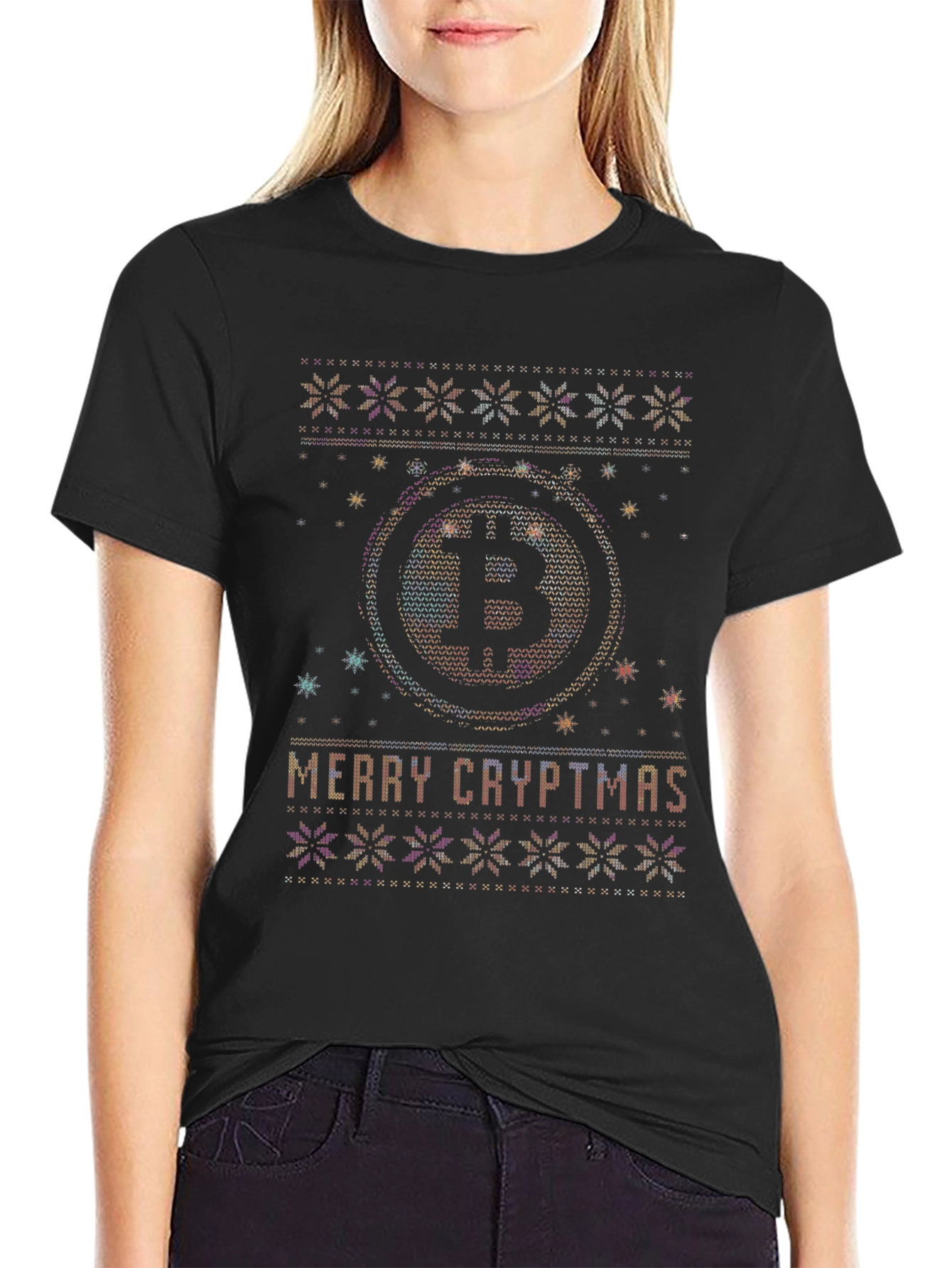 Merry Cryptmas Bitcoin Ugly Christmas Sweater T-Shirt