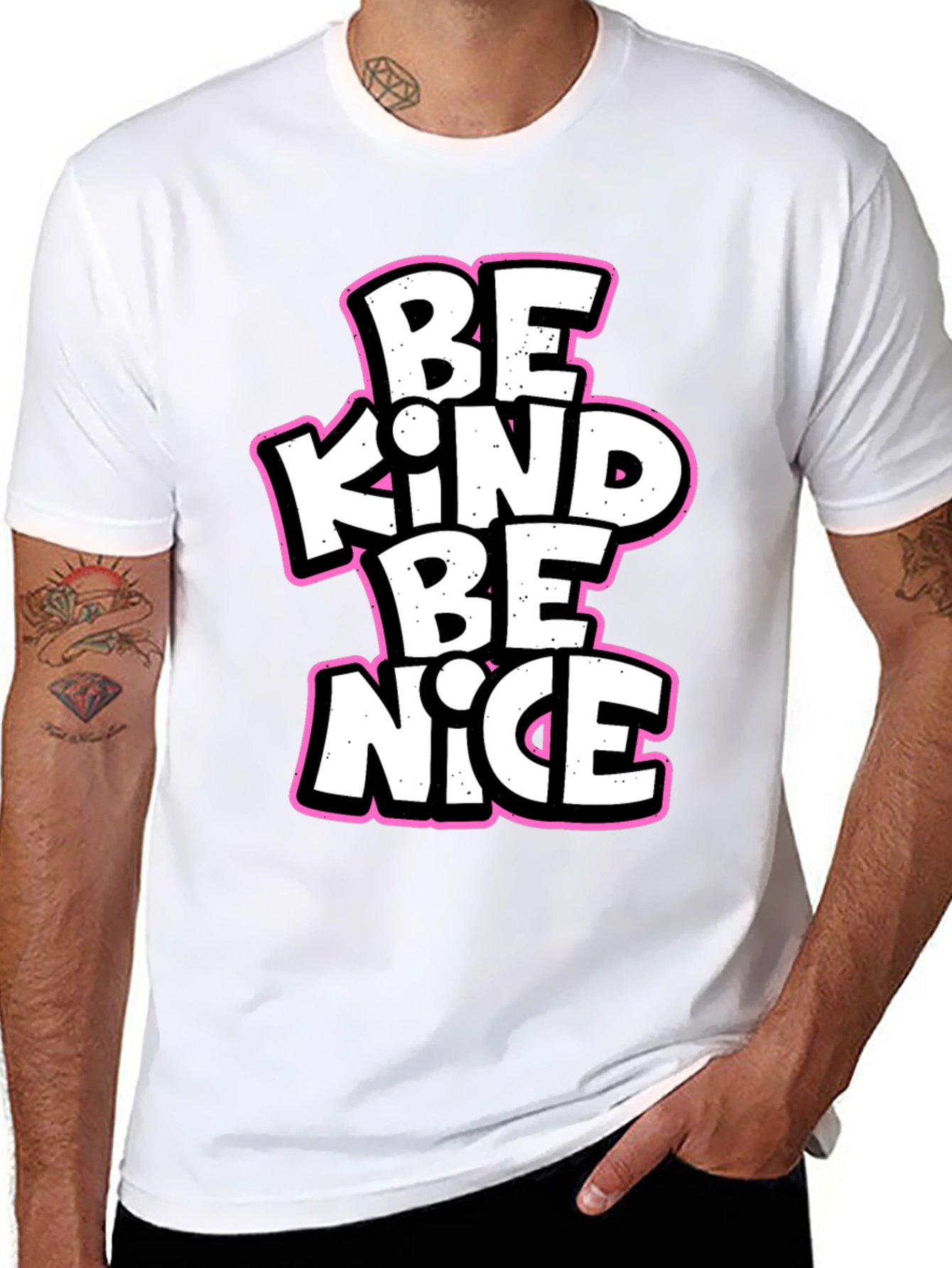 Be Kind Be Nice Black Graphic T-Shirt