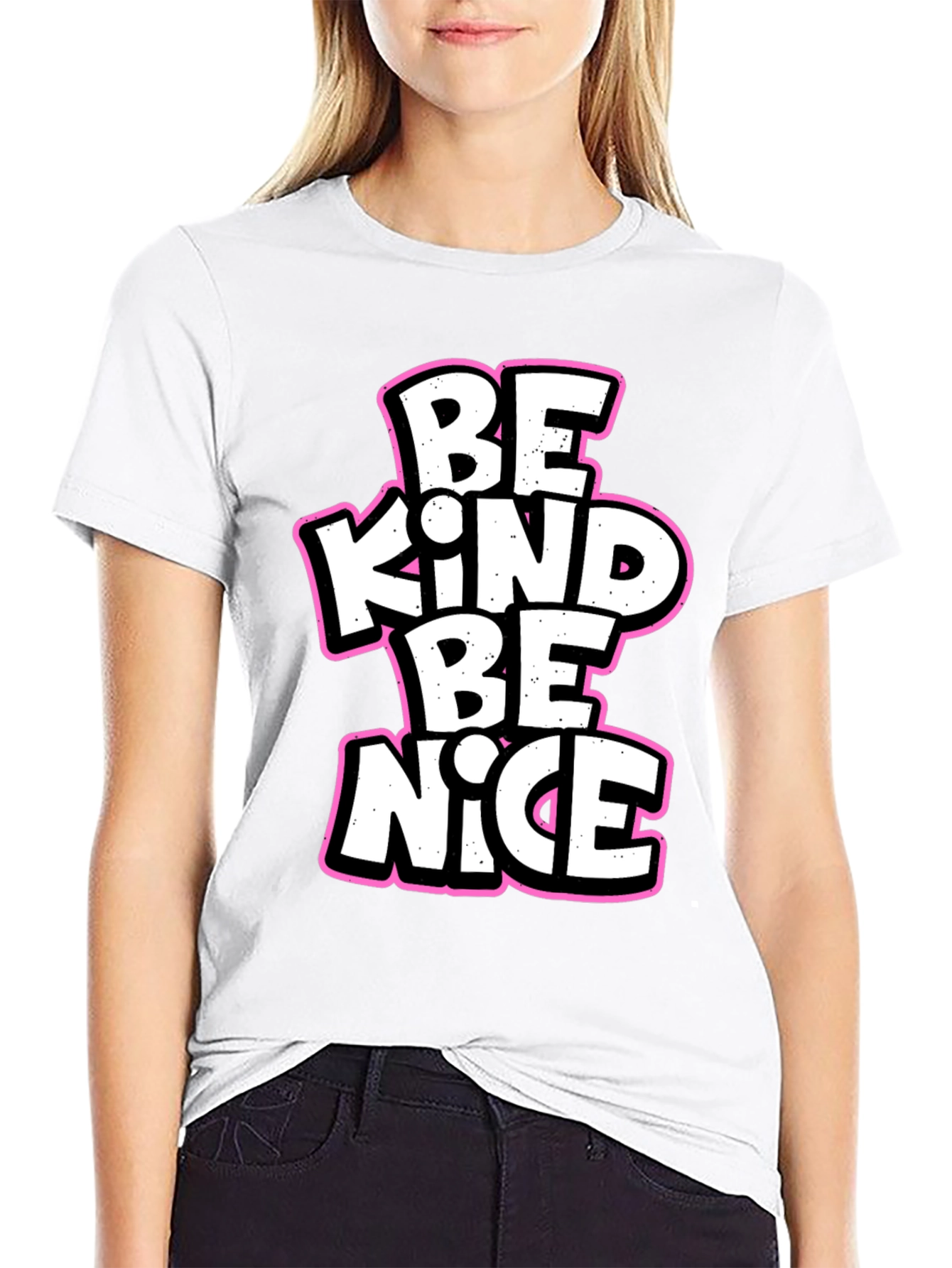 Be Kind Be Nice Black Graphic T-Shirt