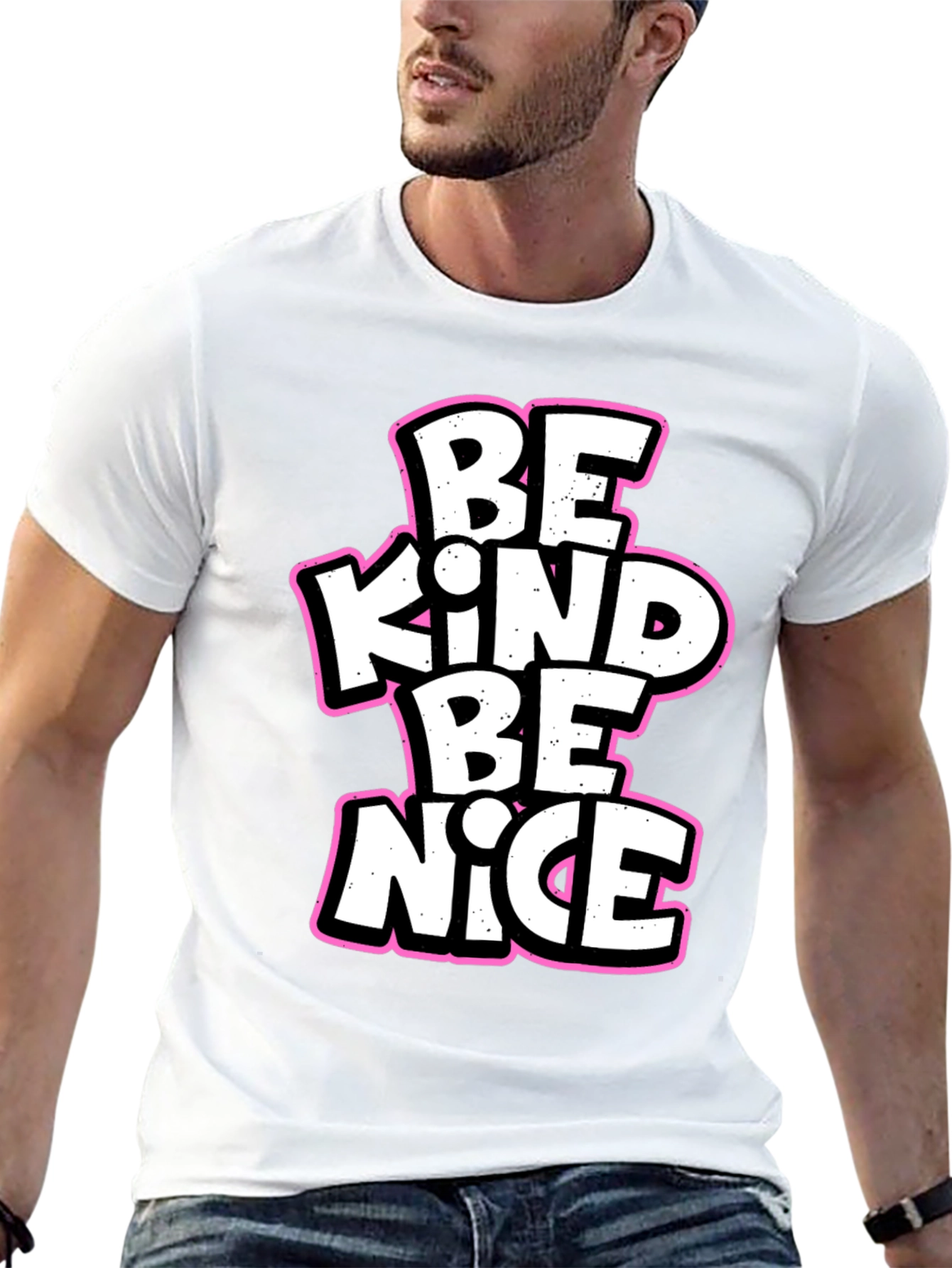 Be Kind Be Nice Black Graphic T-Shirt