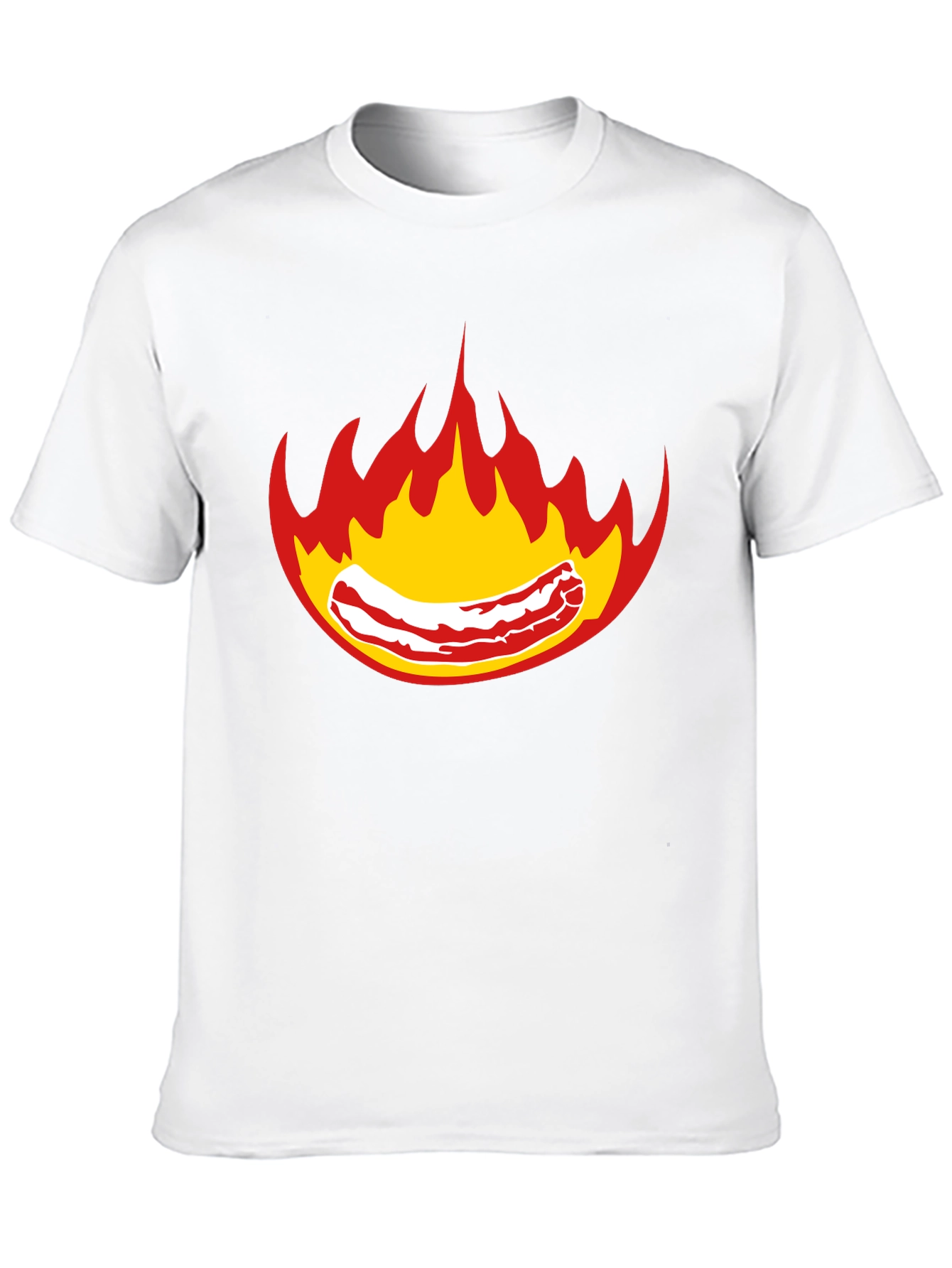 Flaming Bacon Graphic T-Shirt - Bold Black Tee