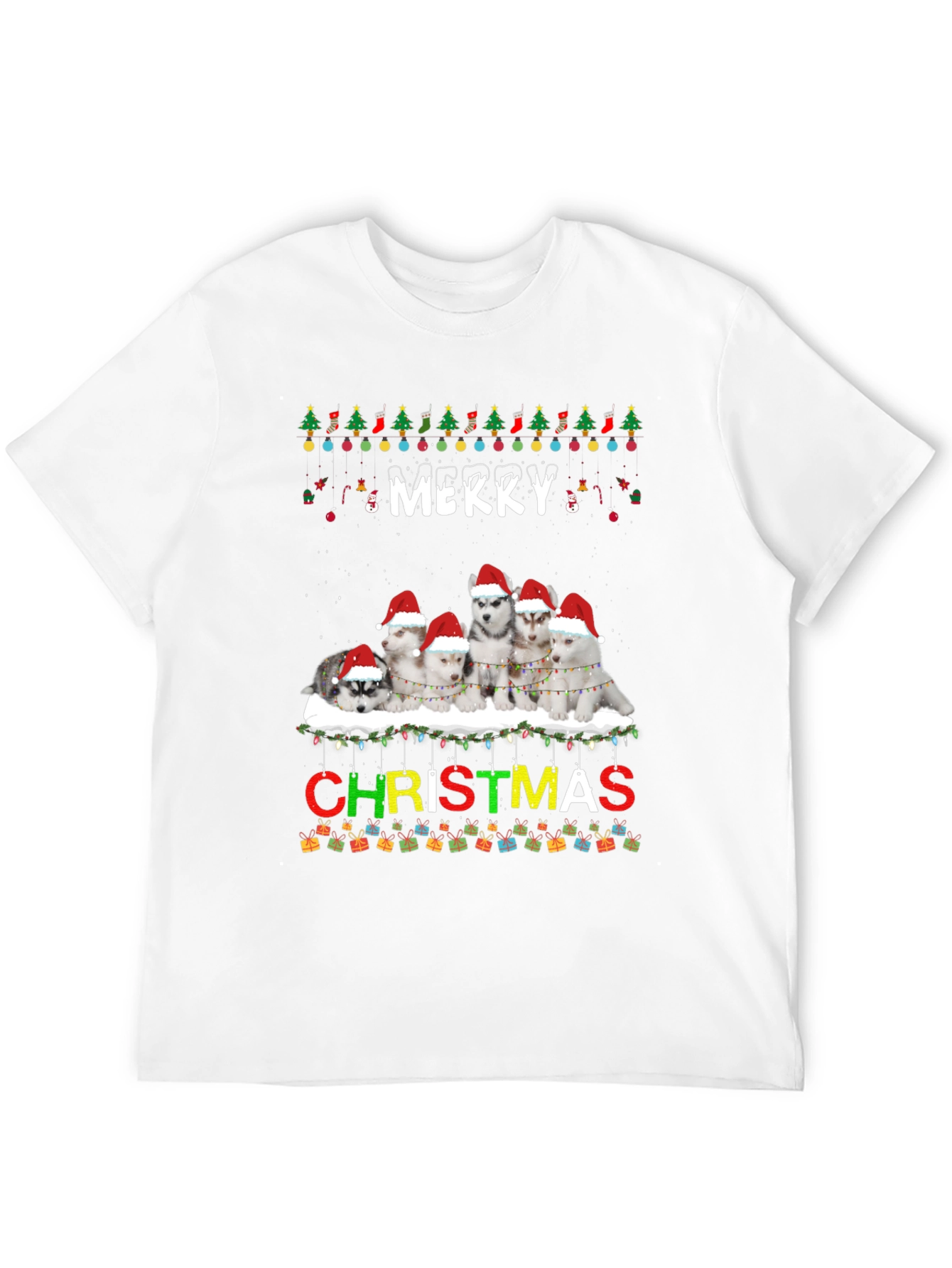 Merry Christmas Husky Dog Lover T-Shirt