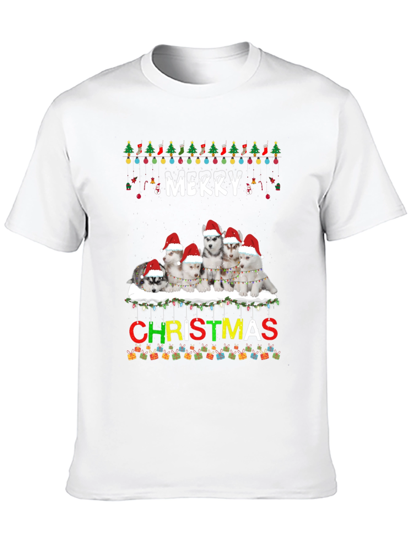 Merry Christmas Husky Dog Lover T-Shirt