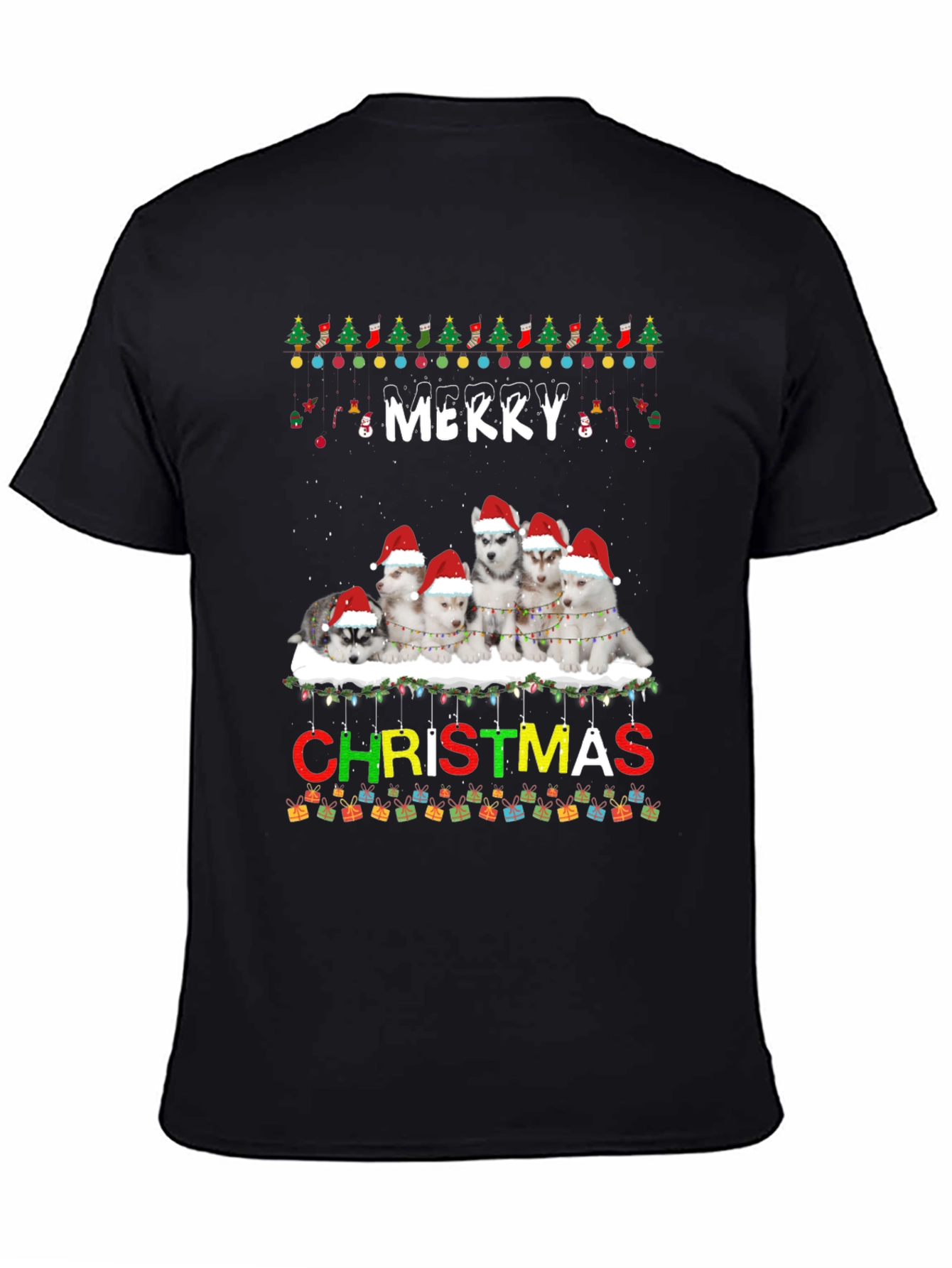 Merry Christmas Husky Dog Lover T-Shirt