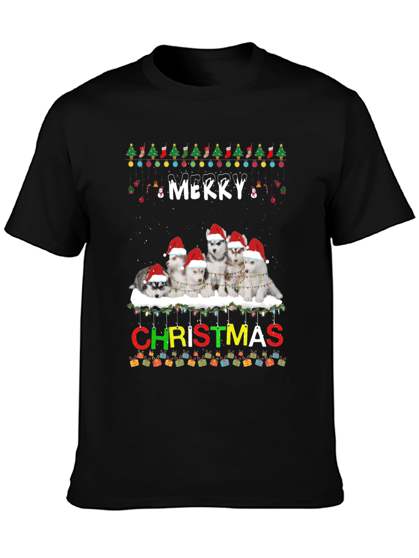 Merry Christmas Husky Dog Lover T-Shirt