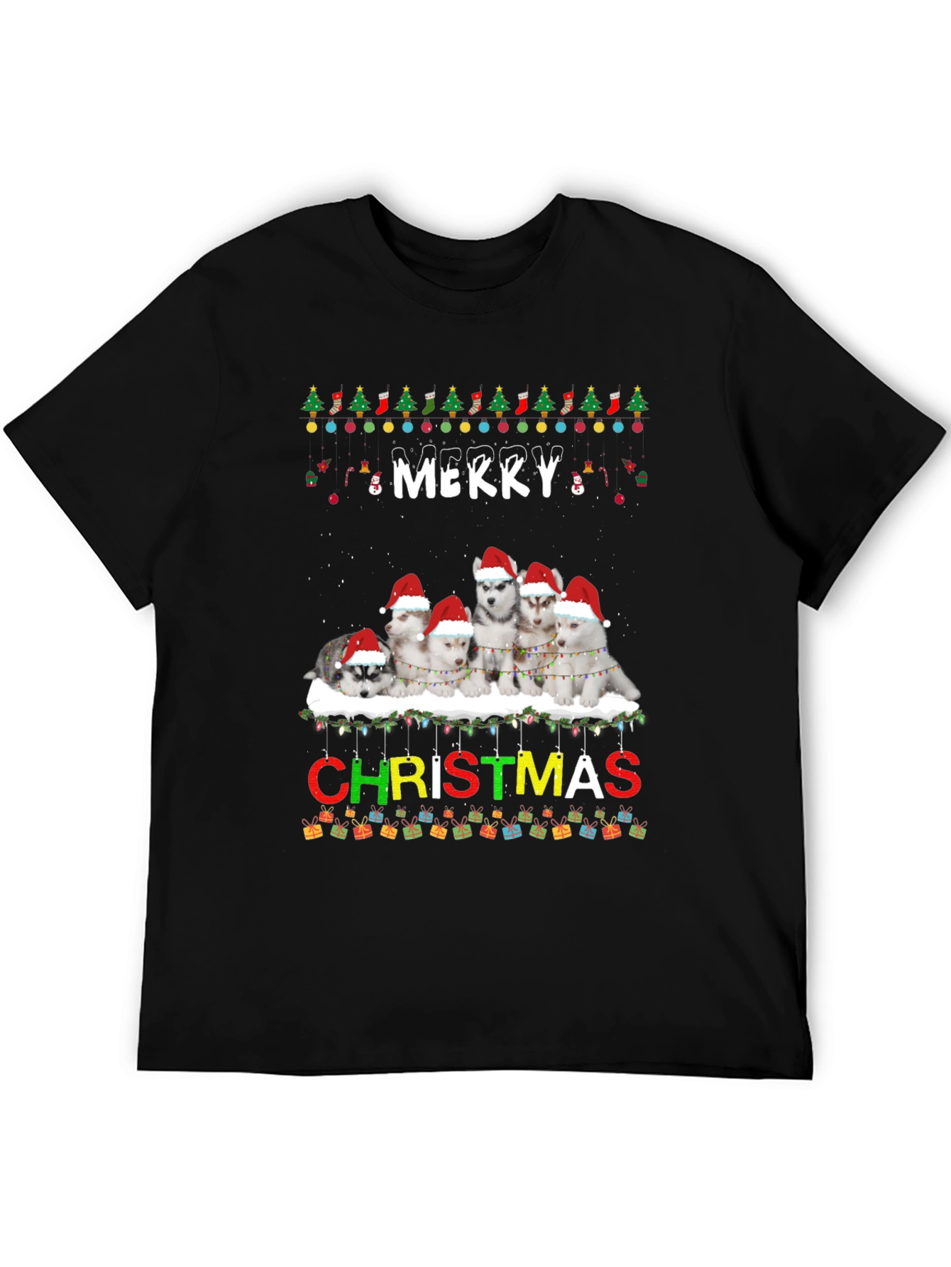 Merry Christmas Husky Dog Lover T-Shirt