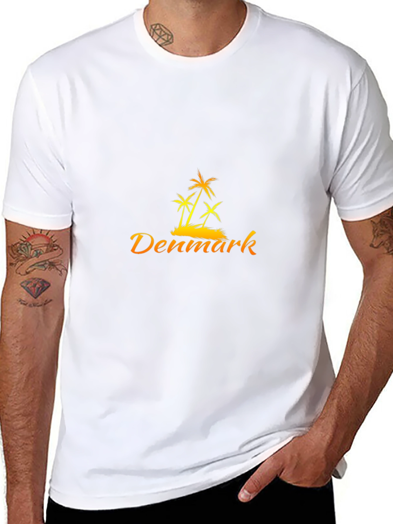 Denmark Palm Tree T-Shirt - Black Casual
