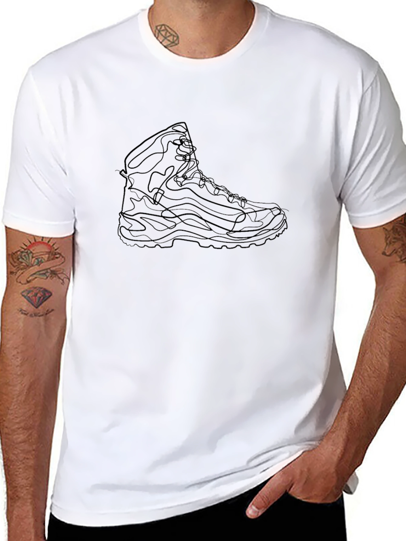 Black Graphic Tee - Hiking Boot Design