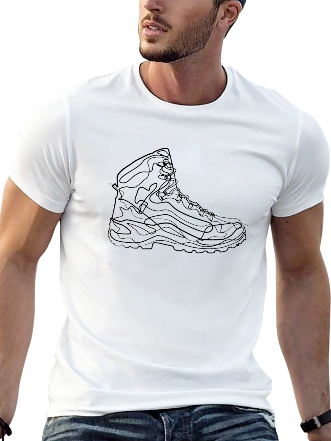 Black Graphic Tee - Hiking Boot Design