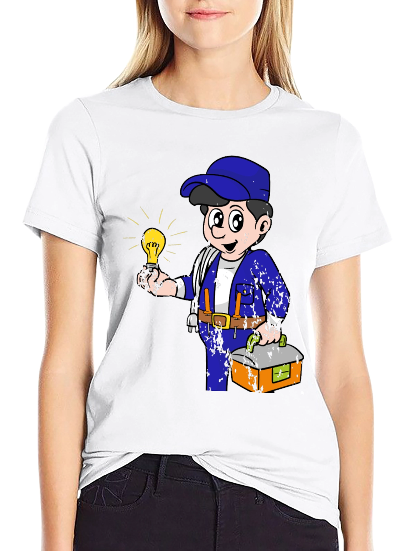 Electrician Cartoon Graphic T-Shirt