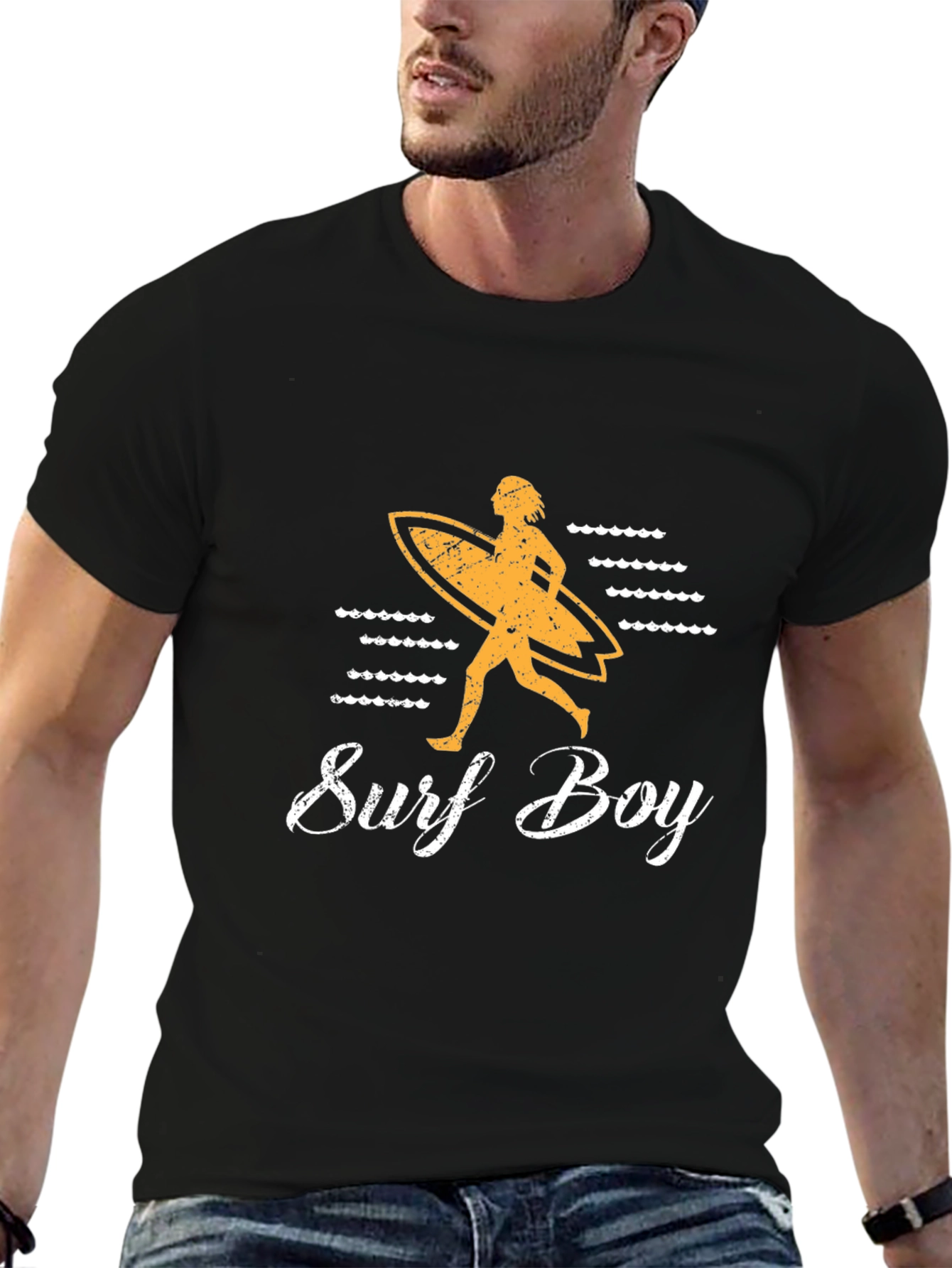 Surf Boy Graphic Tee - Black Casual Shirt