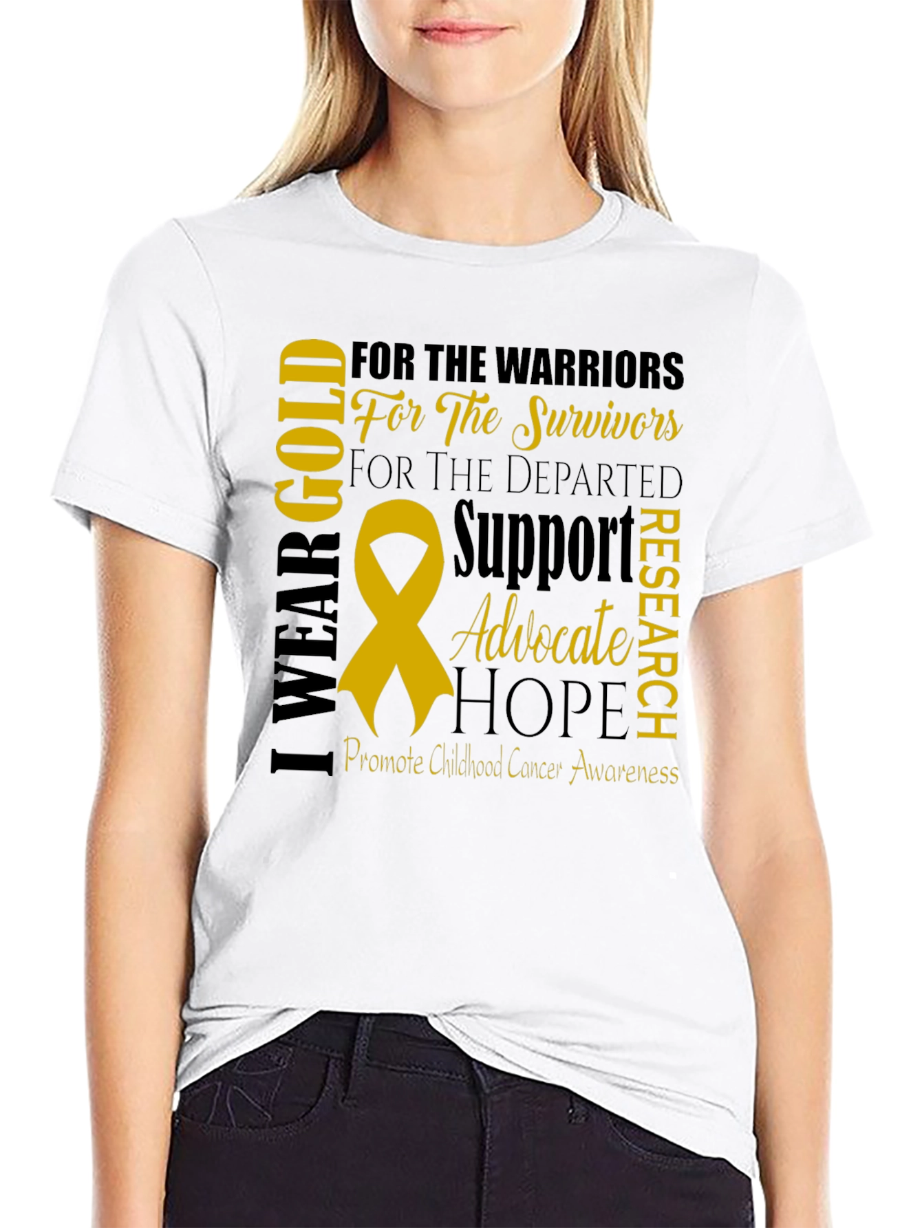 I Wear Gold Childhood Cancer Awareness T-Shirt