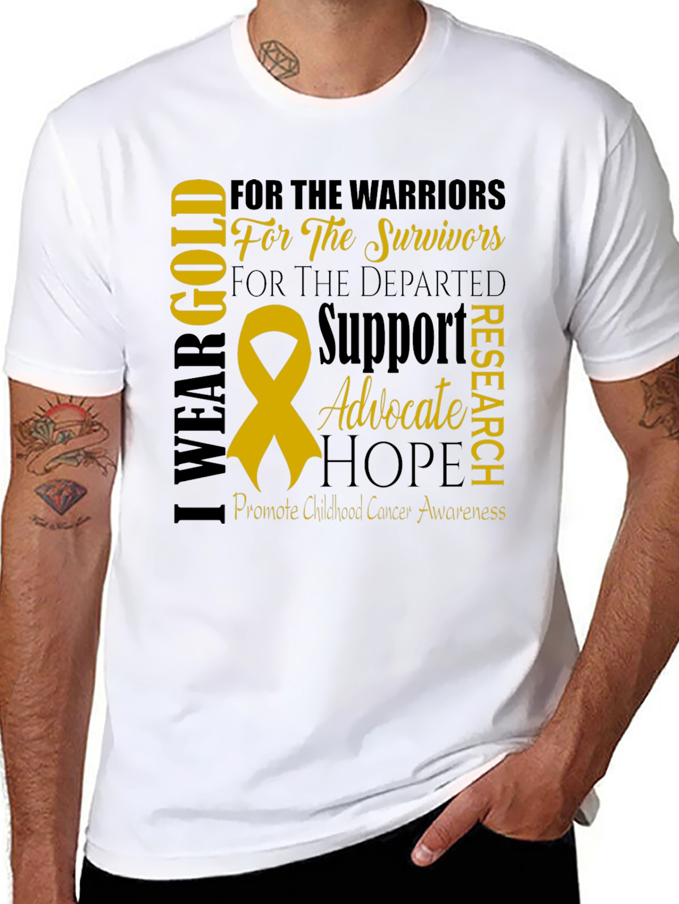 I Wear Gold Childhood Cancer Awareness T-Shirt