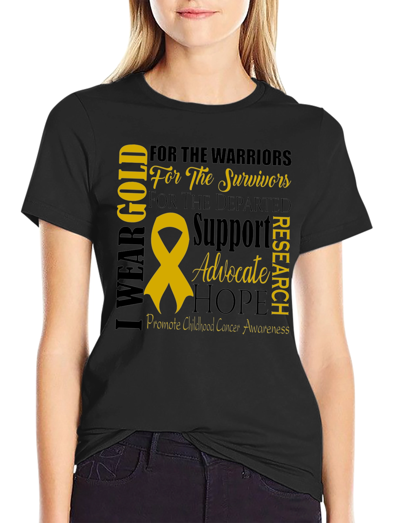 I Wear Gold Childhood Cancer Awareness T-Shirt