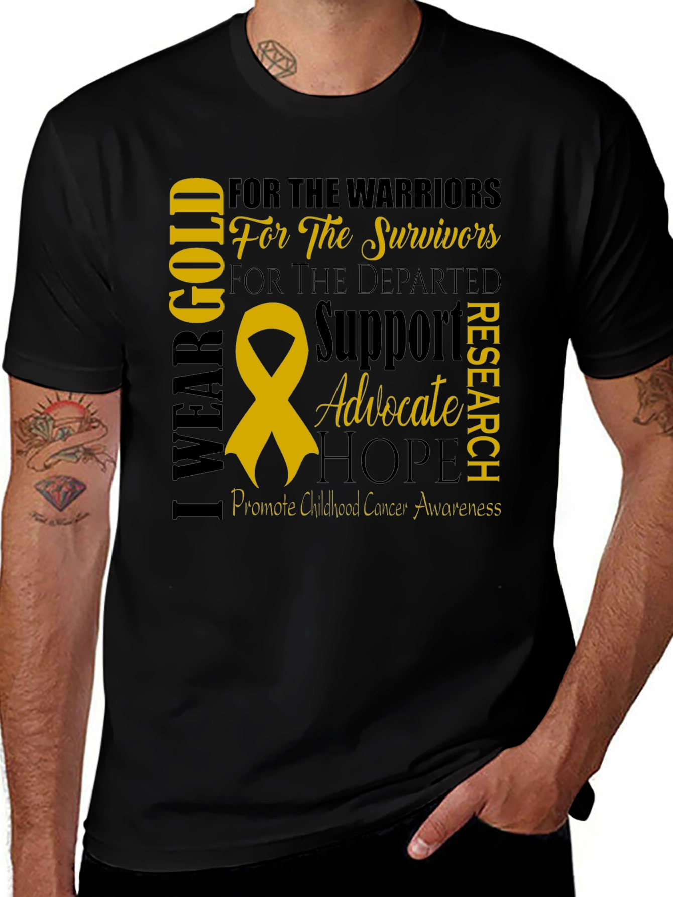 I Wear Gold Childhood Cancer Awareness T-Shirt