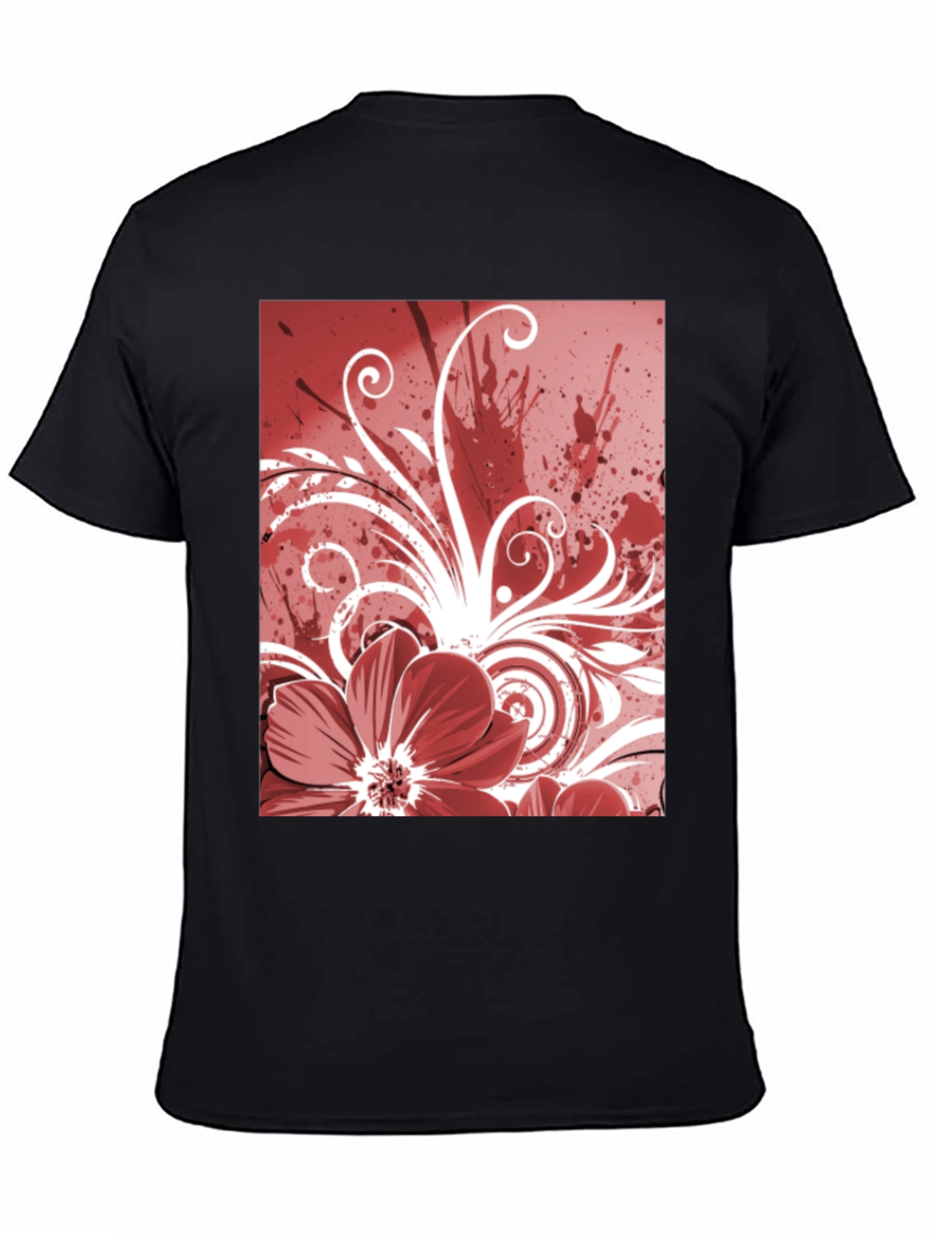 Floral Graphic Print T-Shirt - Black